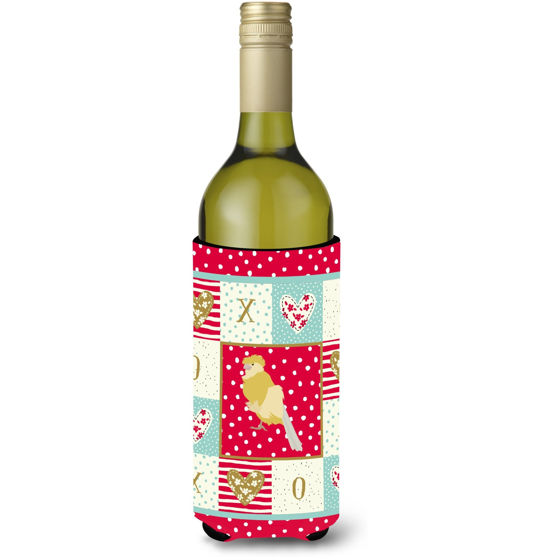 &quotCaroline's Treasures CK5502LITERK French Curly Canary Love Wine Bottle Hugger cold-beverage-koozies, 750 ml, Multicolor"