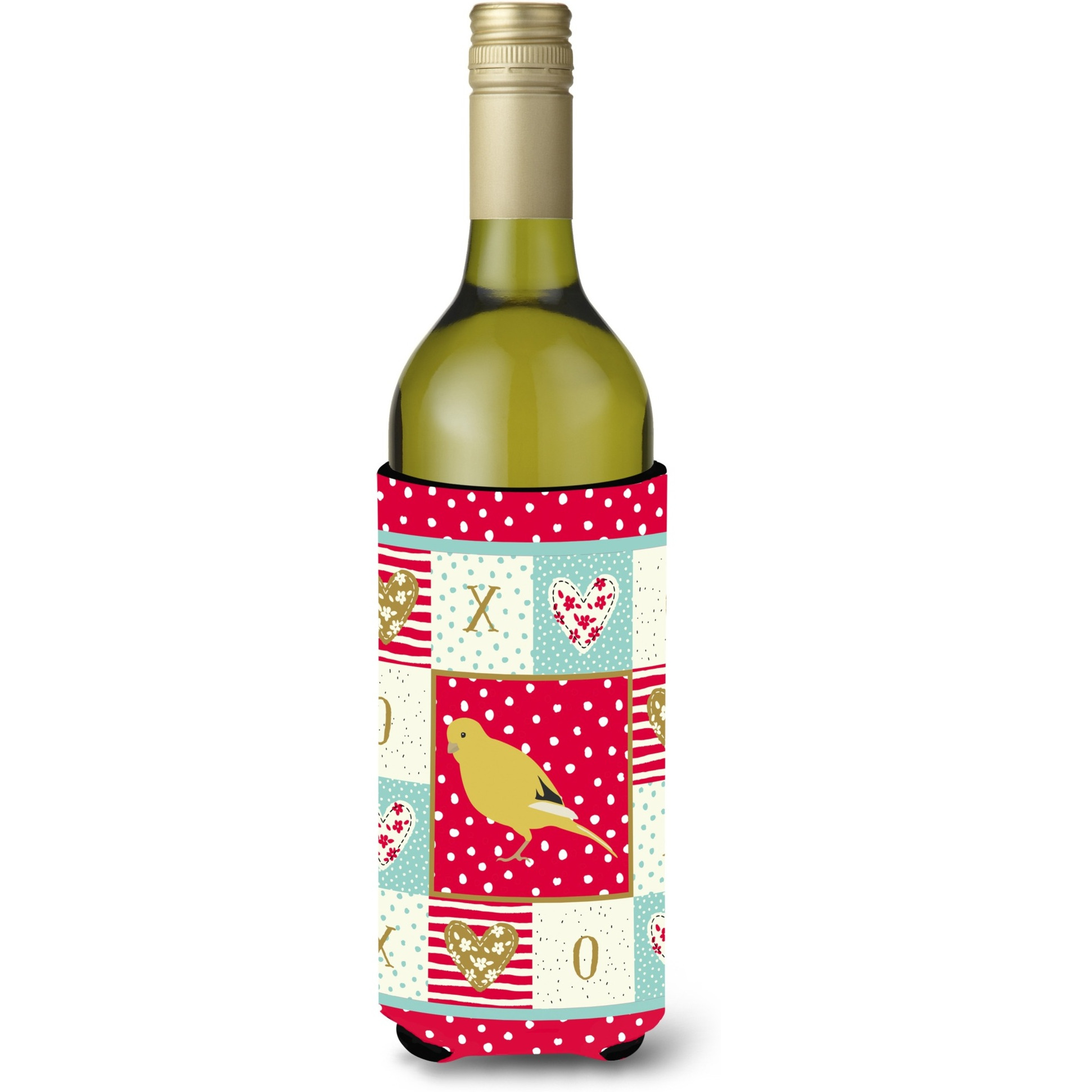 &quotCaroline's Treasures CK5501LITERK Border Canary Love Wine Bottle Hugger cold-beverage-koozies, 750 ml, Multicolor"