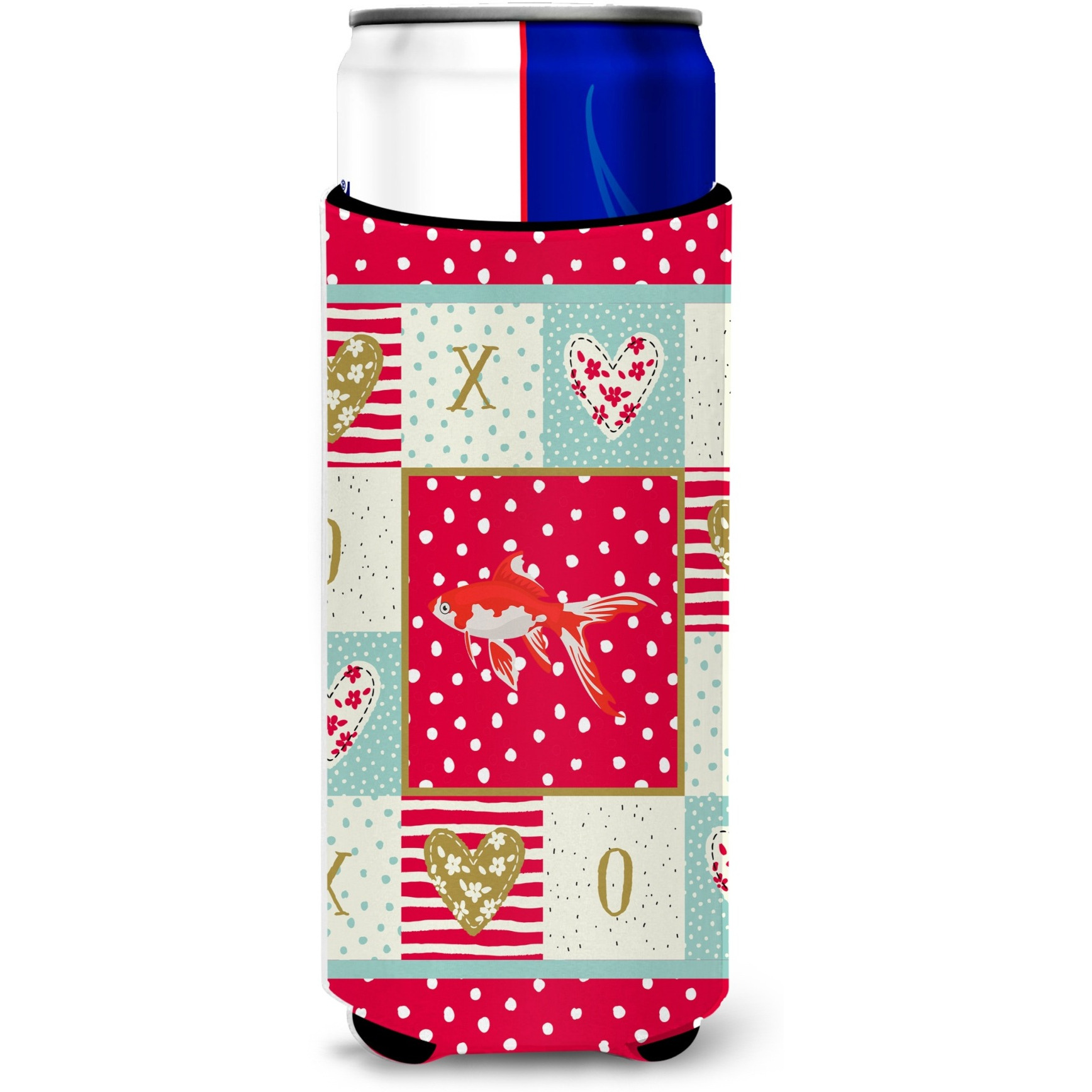 &quotCaroline's Treasures CK5472MUK Comet Goldfish Love Ultra Hugger for slim cans cold-beverage-koozies, Multicolor"