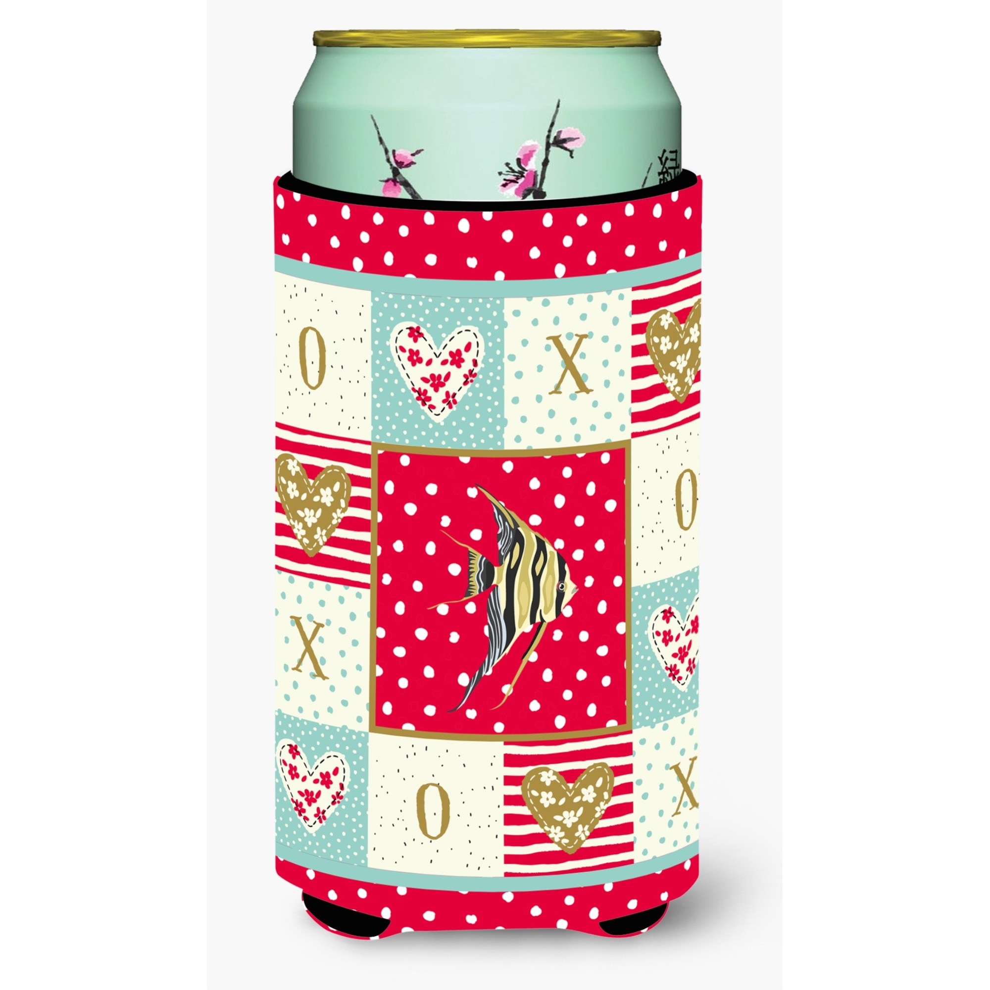 &quotCaroline's Treasures CK5465TBC Angelfish Love Tall Boy Insulator Hugger cold-beverage-koozies, Multicolor"
