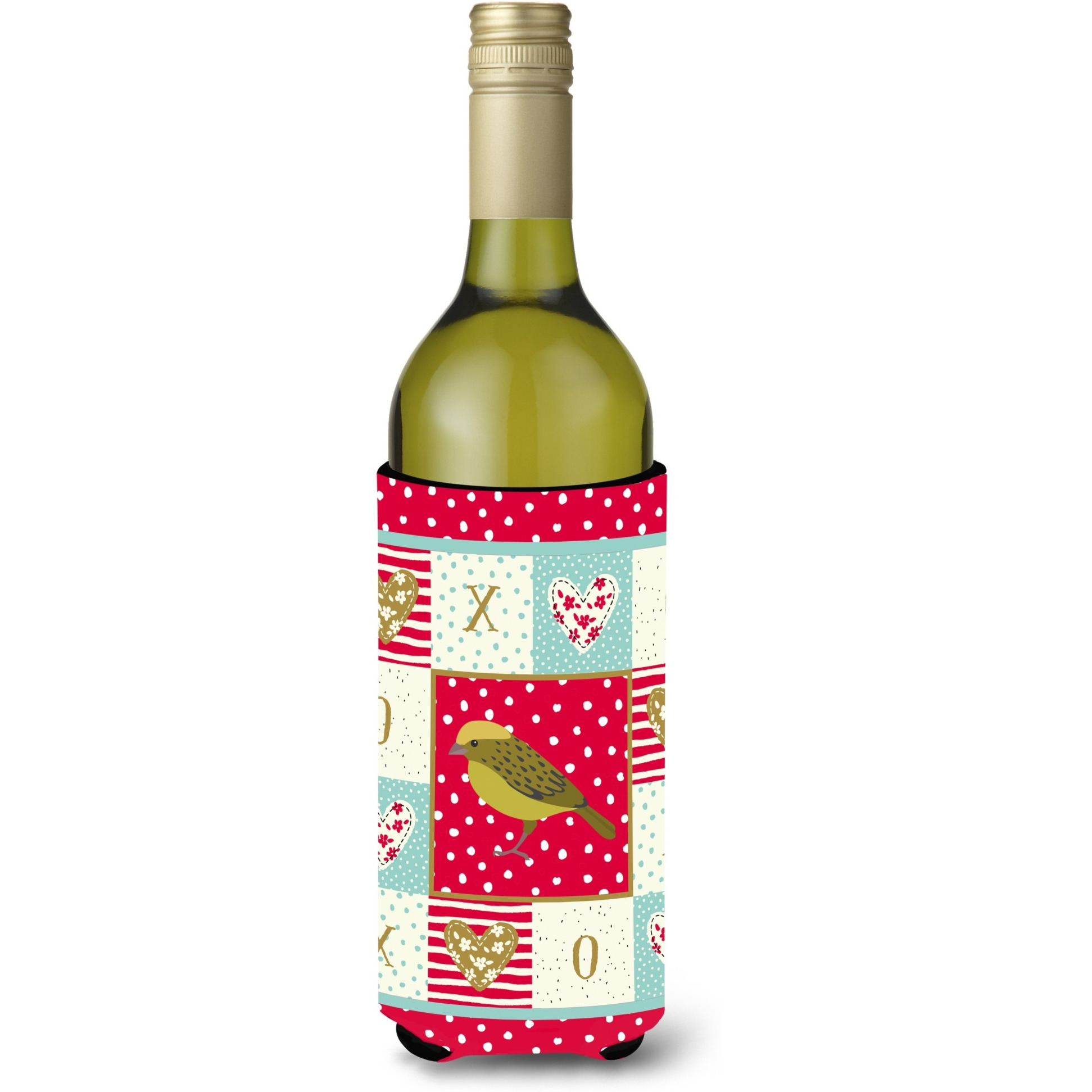&quotCaroline's Treasures CK5504LITERK Lizard Canary Love Wine Bottle Hugger cold-beverage-koozies, 750 ml, Multicolor"