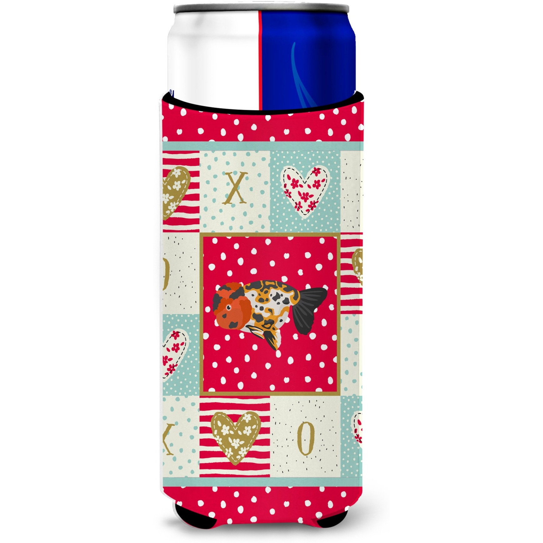 &quotCaroline's Treasures CK5476MUK Ranchu Goldfish Love Ultra Hugger for slim cans cold-beverage-koozies, Multicolor"