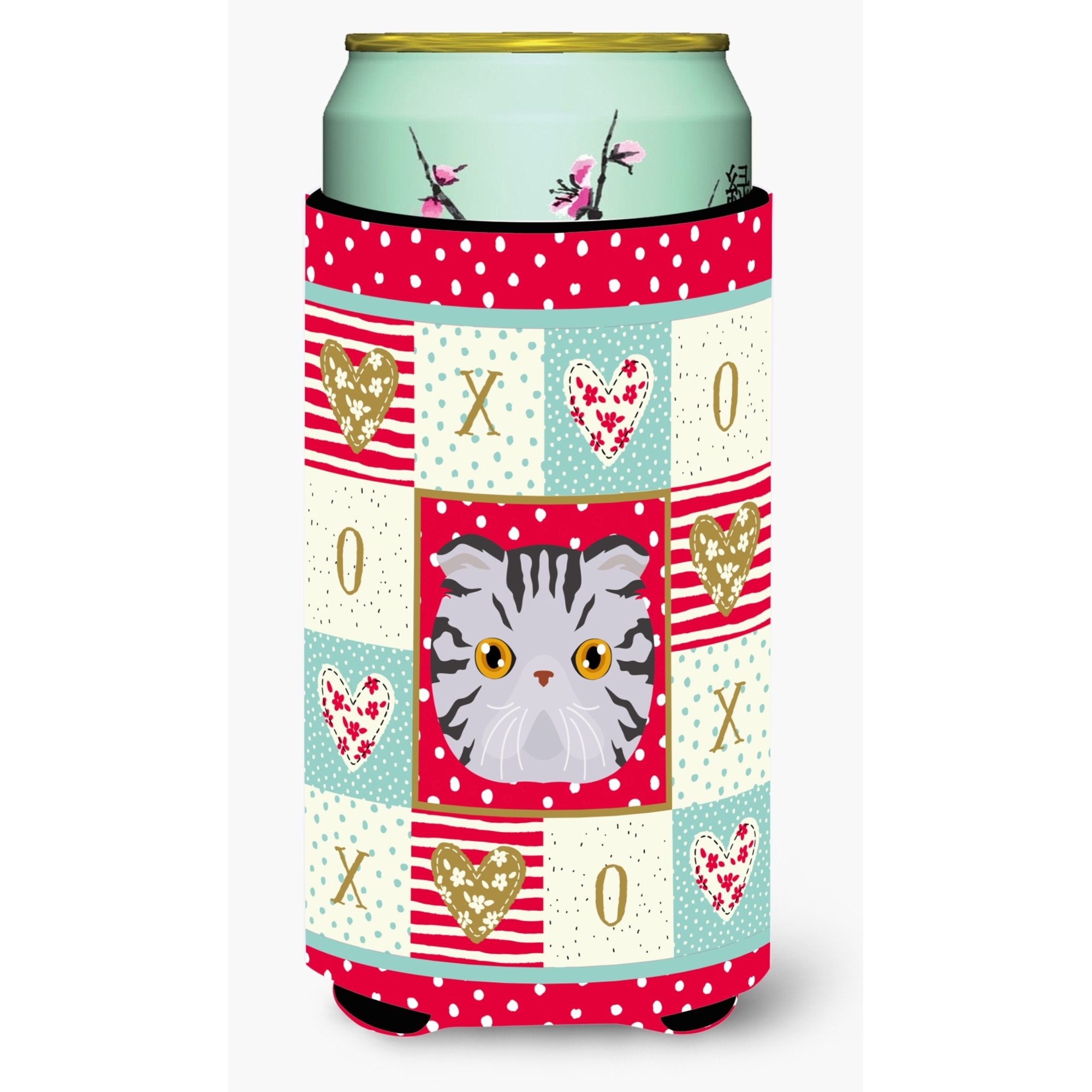 &quotCaroline's Treasures CK5118TBC Foldex Exotic Fold Cat Tall Boy Hugger cold-beverage-koozies, Multicolor"