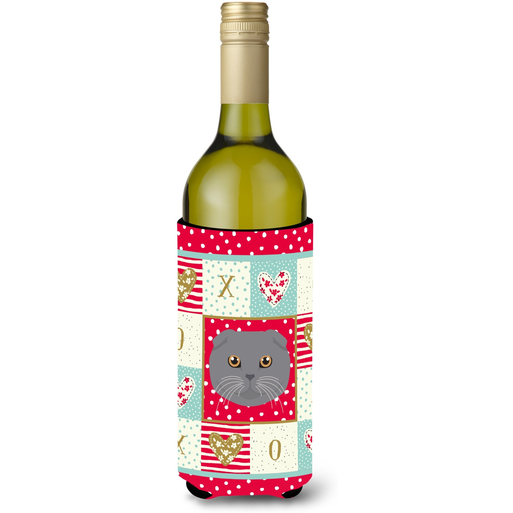&quotCaroline's Treasures CK5158LITERK Scottish Fold Cat Wine Bottle Hugger cold-beverage-koozies, 750 ml, Multicolor"