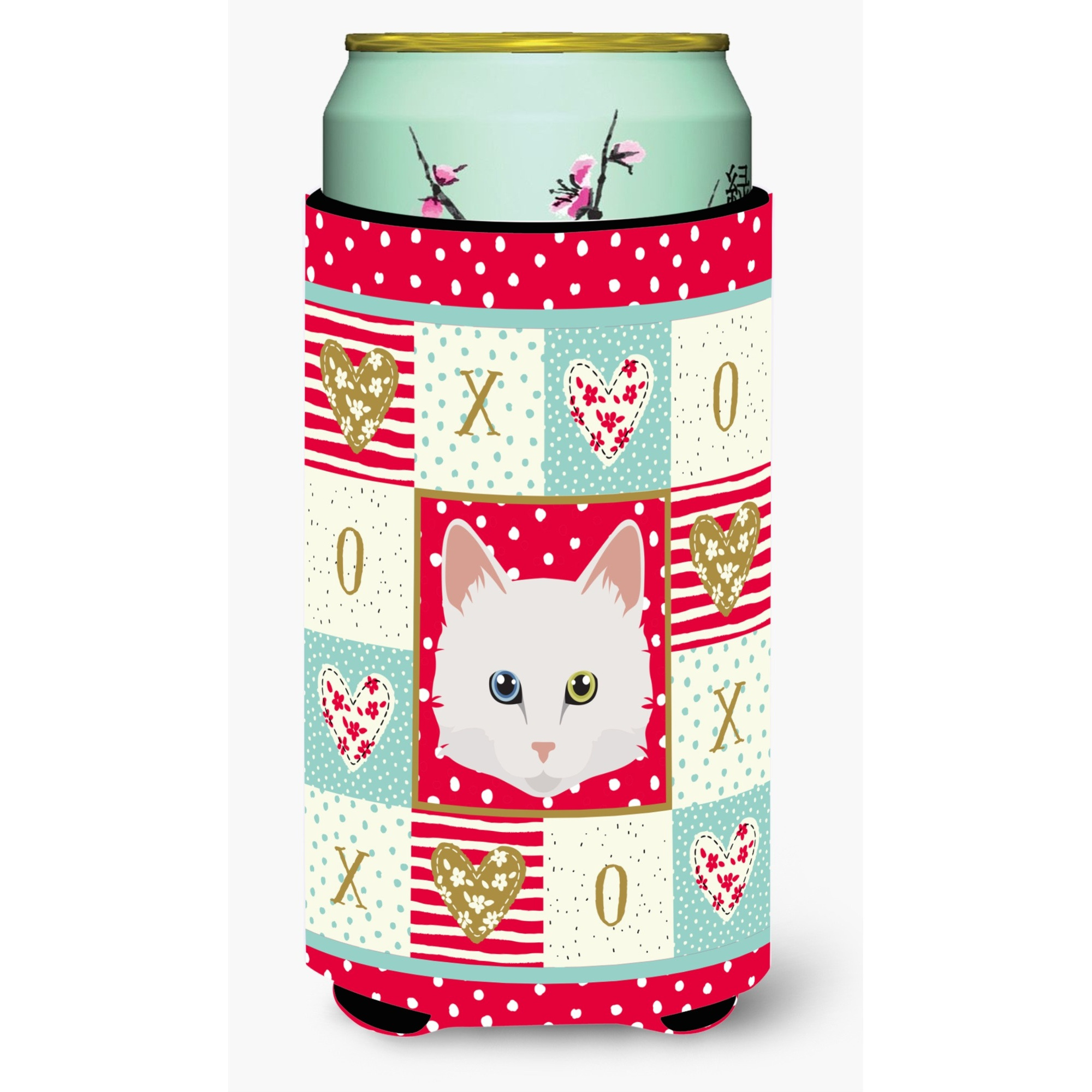 &quotCaroline's Treasures CK5175TBC Turkish Angora Cat Tall Boy Insulator Hugger cold-beverage-koozies, Multicolor"