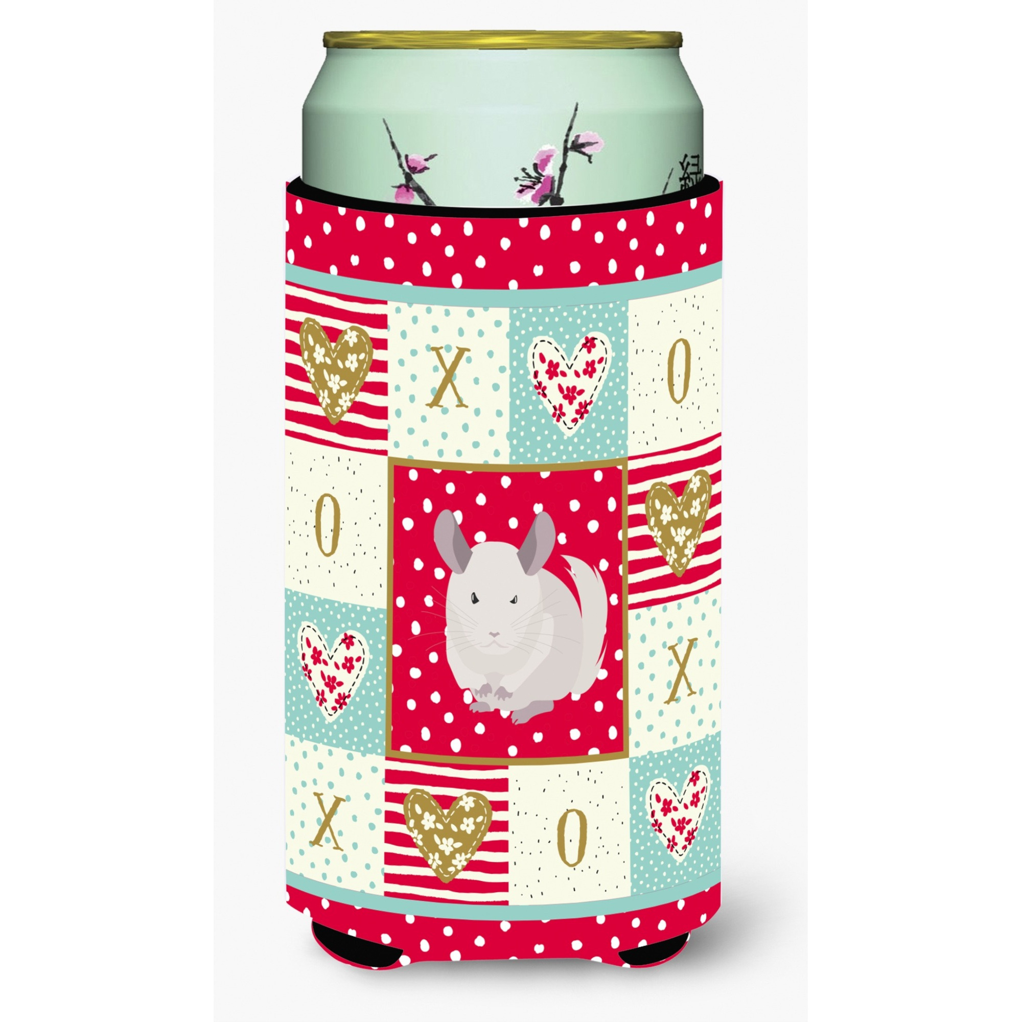 &quotCaroline's Treasures CK5425TBC White Dominant Chinchilla Love Tall Boy Hugger cold-beverage-koozies, Multicolor"