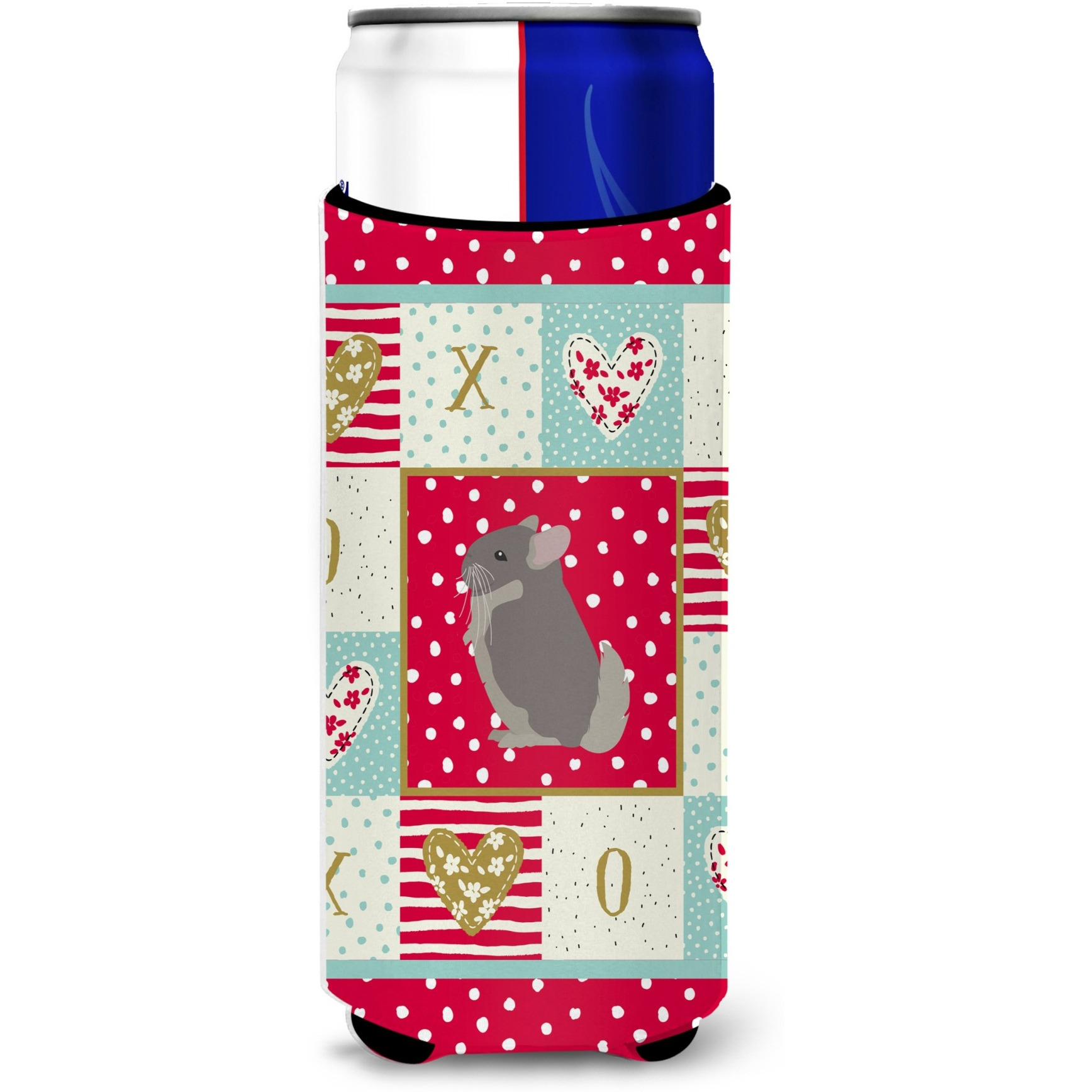 &quotCaroline's Treasures CK5419MUK Beige Wellman Chinchilla Love Ultra Hugger slim cans cold-beverage-koozies, Multicolor"