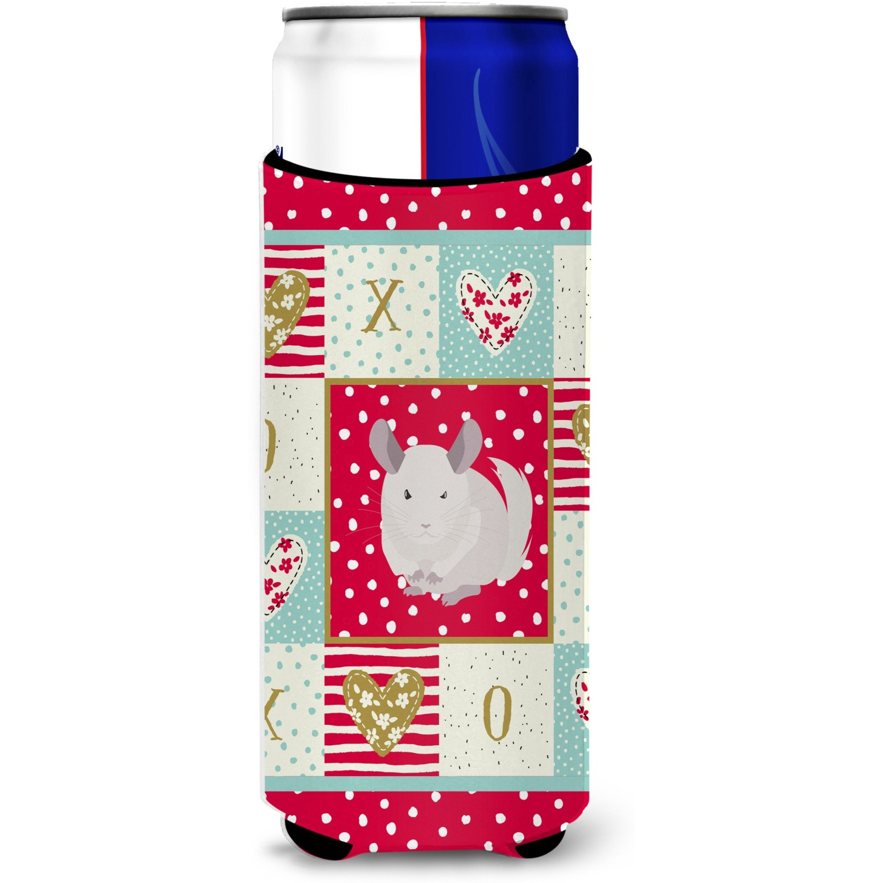 &quotCaroline's Treasures CK5425MUK White Dominant Chinchilla Love Ultra Hugger slim cans cold-beverage-koozies, Multicolor"