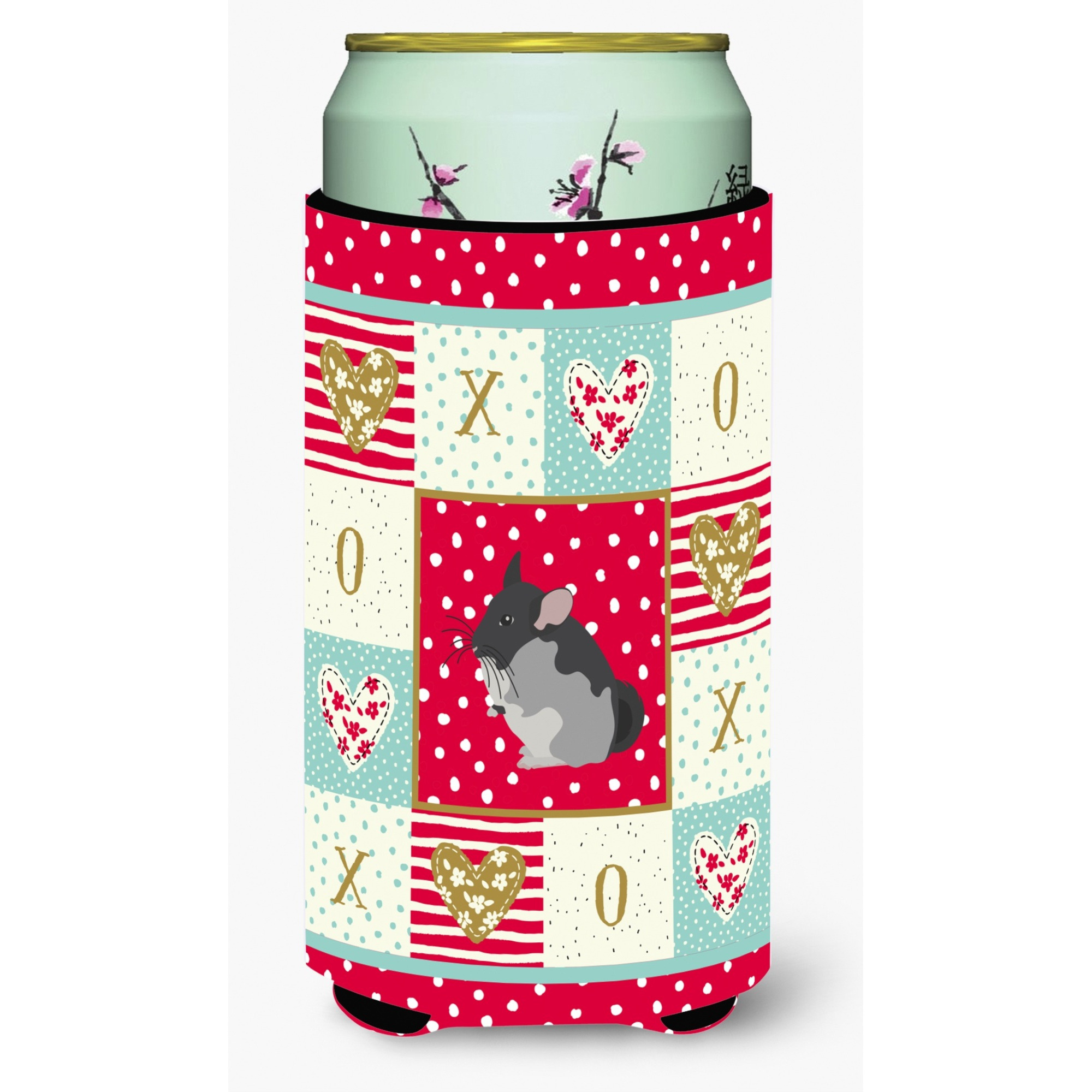 &quotCaroline's Treasures CK5420TBC Black Velvet Chinchilla Love Tall Boy Hugger cold-beverage-koozies, Multicolor"