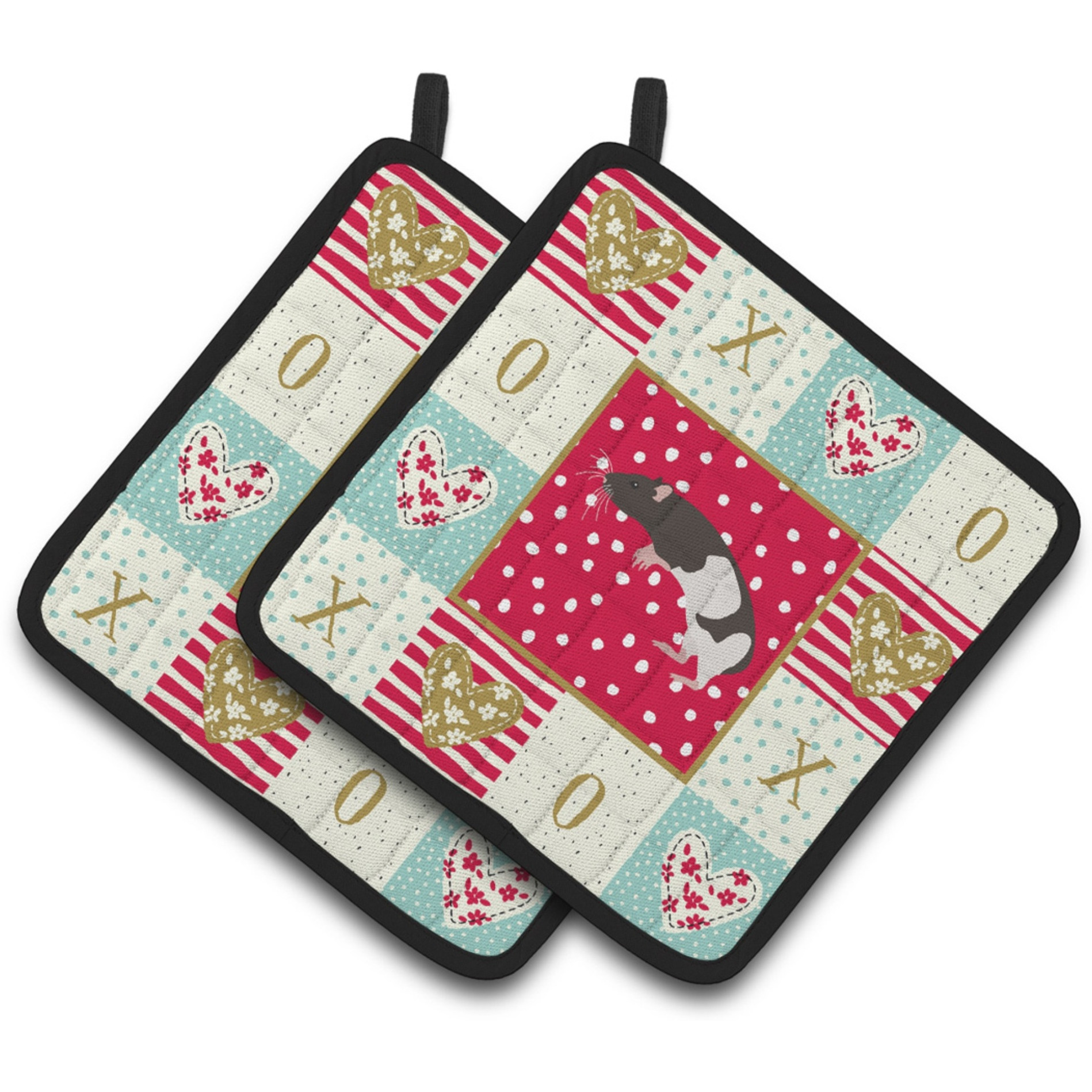 &quotCaroline's Treasures CK5464PTHD Tailless Rat Love Pair of Pot Holders potholders, Multicolor"