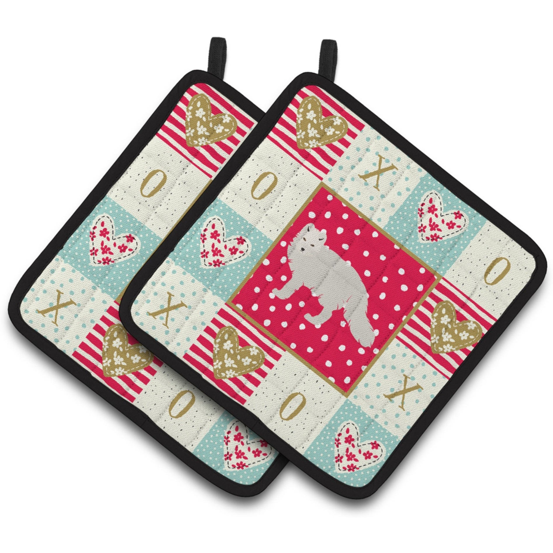 &quotCaroline's Treasures CK5304PTHD White Arctic Fox Love Pair of Pot Holders potholders, Multicolor"
