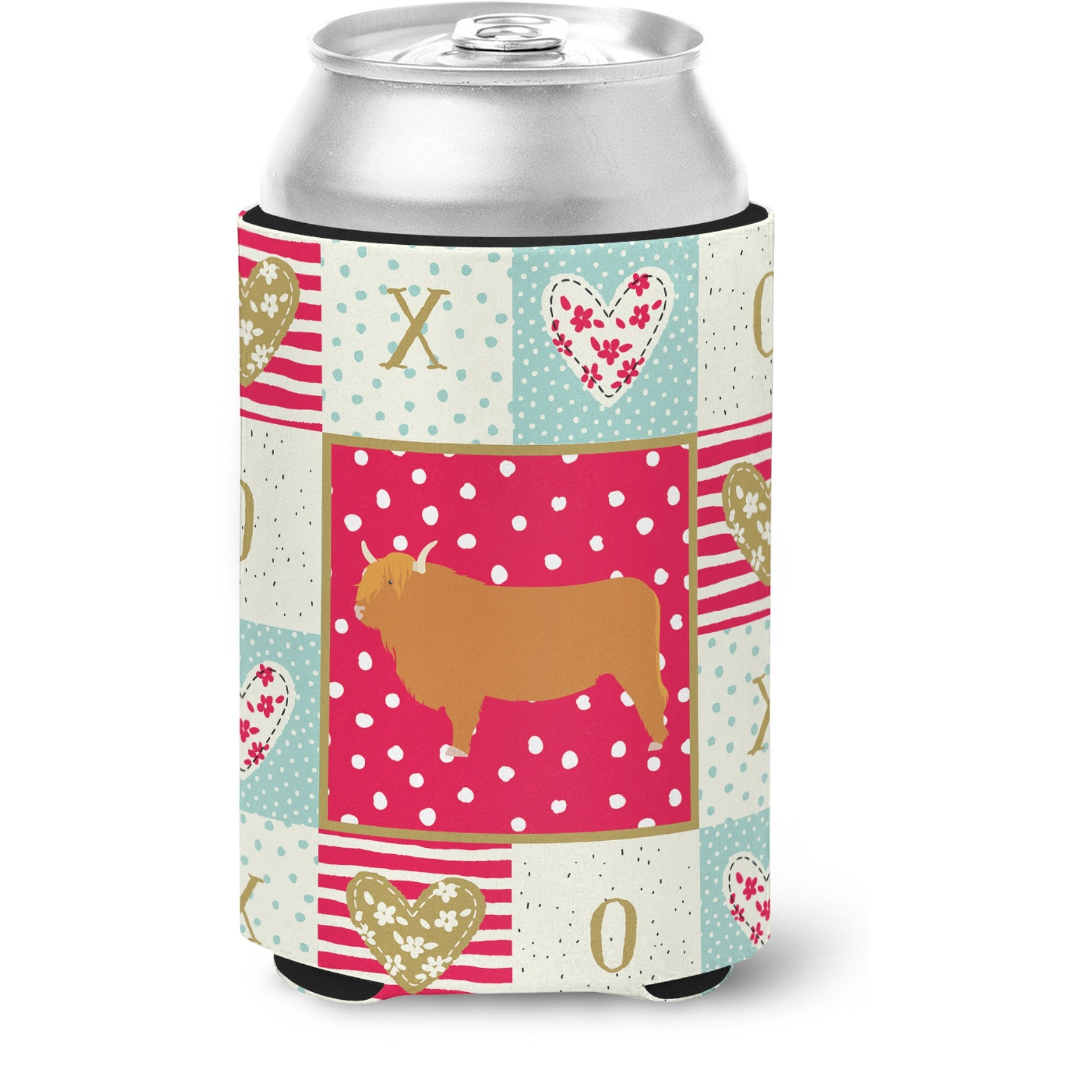 Carolines Treasures CK5247CC Highland Cow Love Can or Bottle Hugger cold-beverage-koozies, Multicolor