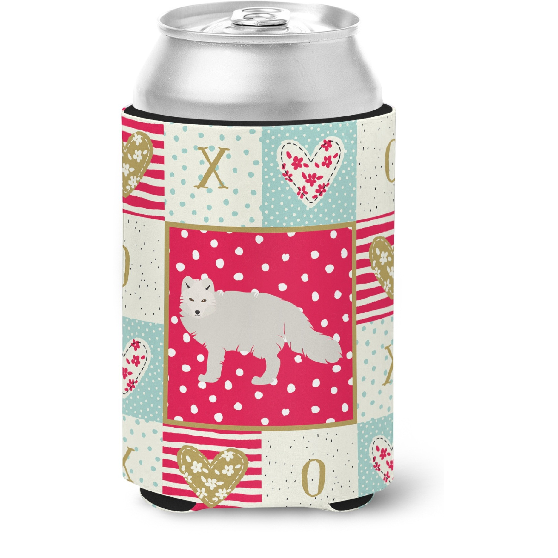 &quotCaroline's Treasures CK5304CC White Arctic Fox Love Can or Bottle Hugger cold-beverage-koozies, Multicolor"