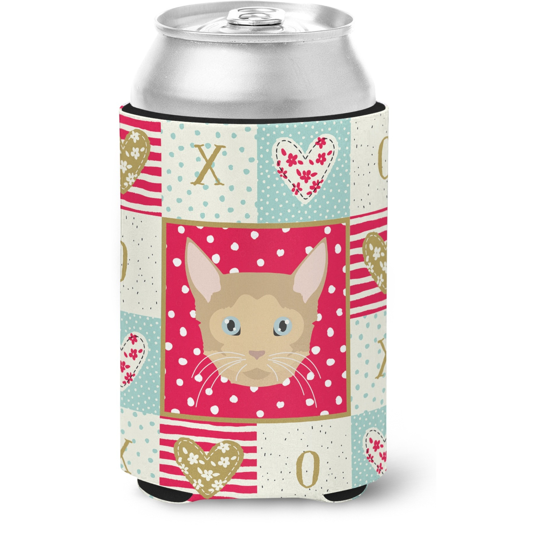 &quotCaroline's Treasures CK5119CC German Rex Cat Love Can or Bottle Hugger cold-beverage-koozies, Multicolor"
