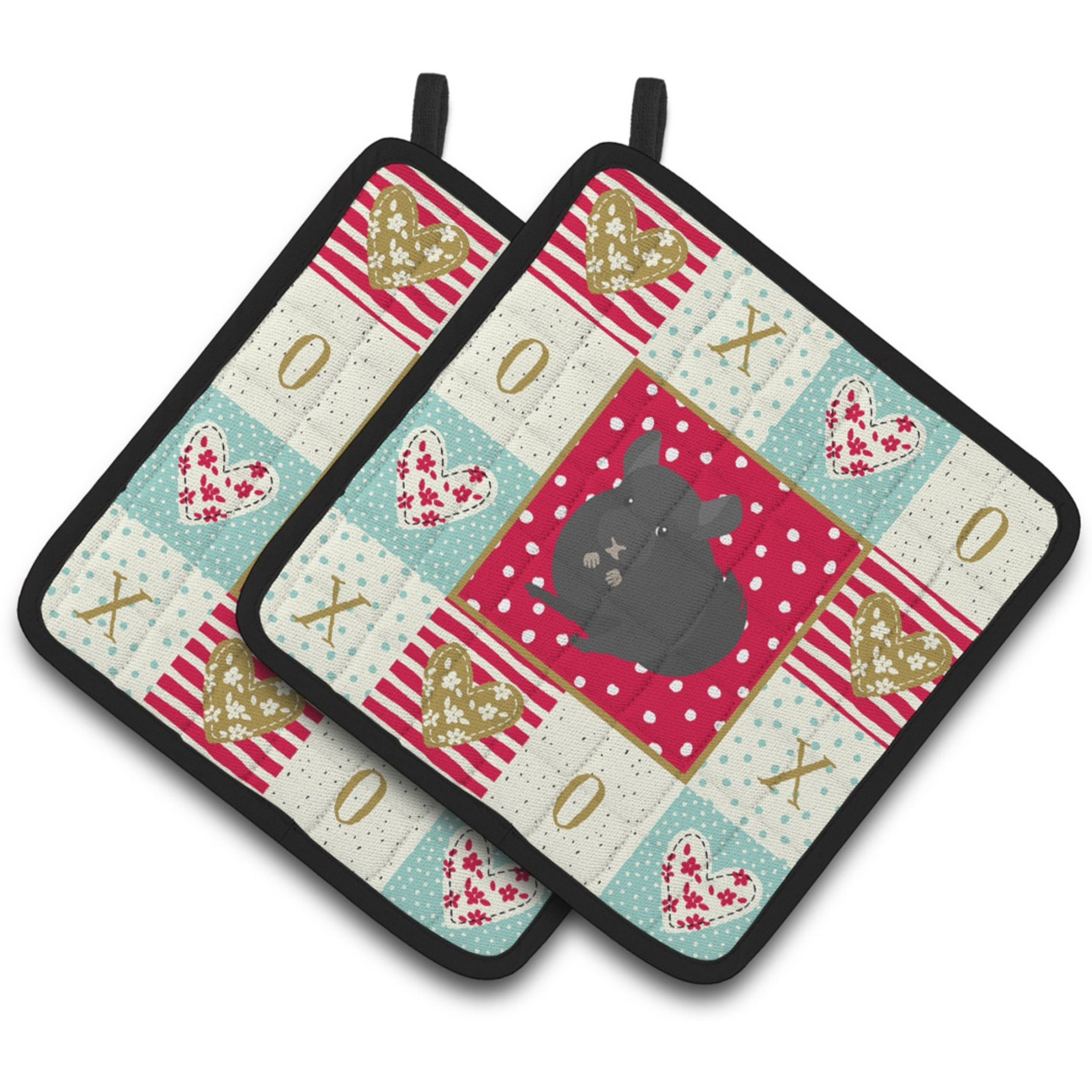 &quotCaroline's Treasures CK5421PTHD Charcoal Chinchilla Love Pair of Pot Holders potholders, Multicolor"