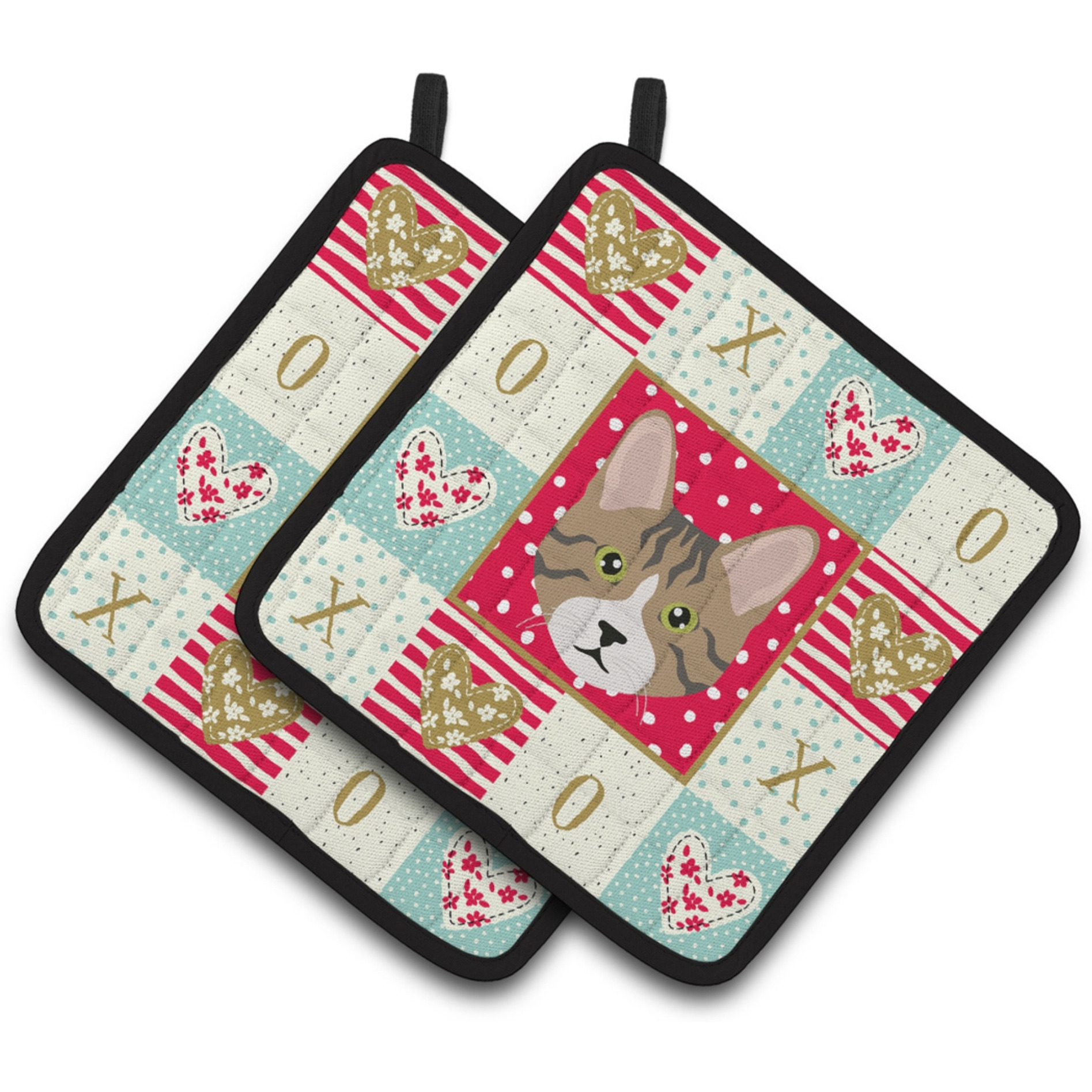 &quotCaroline's Treasures CK5112PTHD Dragon Li Cat Love Pair of Pot Holders potholders, Multicolor"