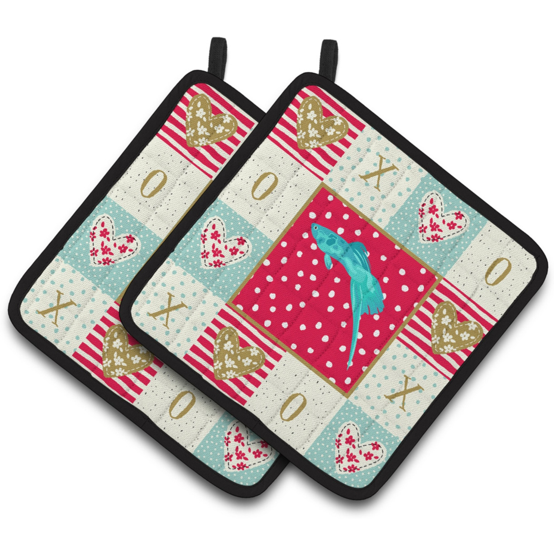 &quotCaroline's Treasures CK5498PTHD Sword Tail Guppy Love Pair of Pot Holders potholders, Multicolor"