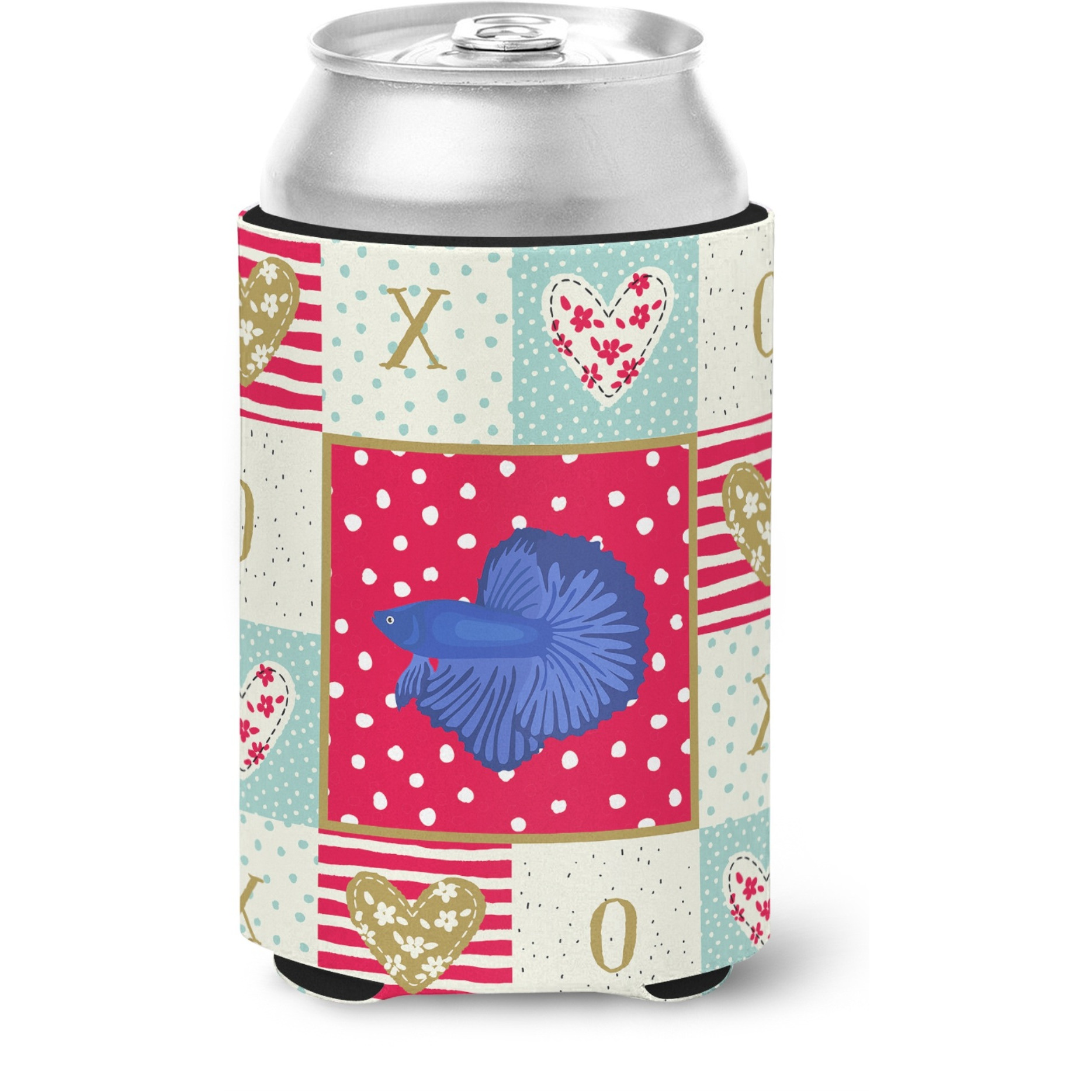 &quotCaroline's Treasures CK5468CC Delta Tail Betta Fish Love Can or Bottle Hugger cold-beverage-koozies, Multicolor"