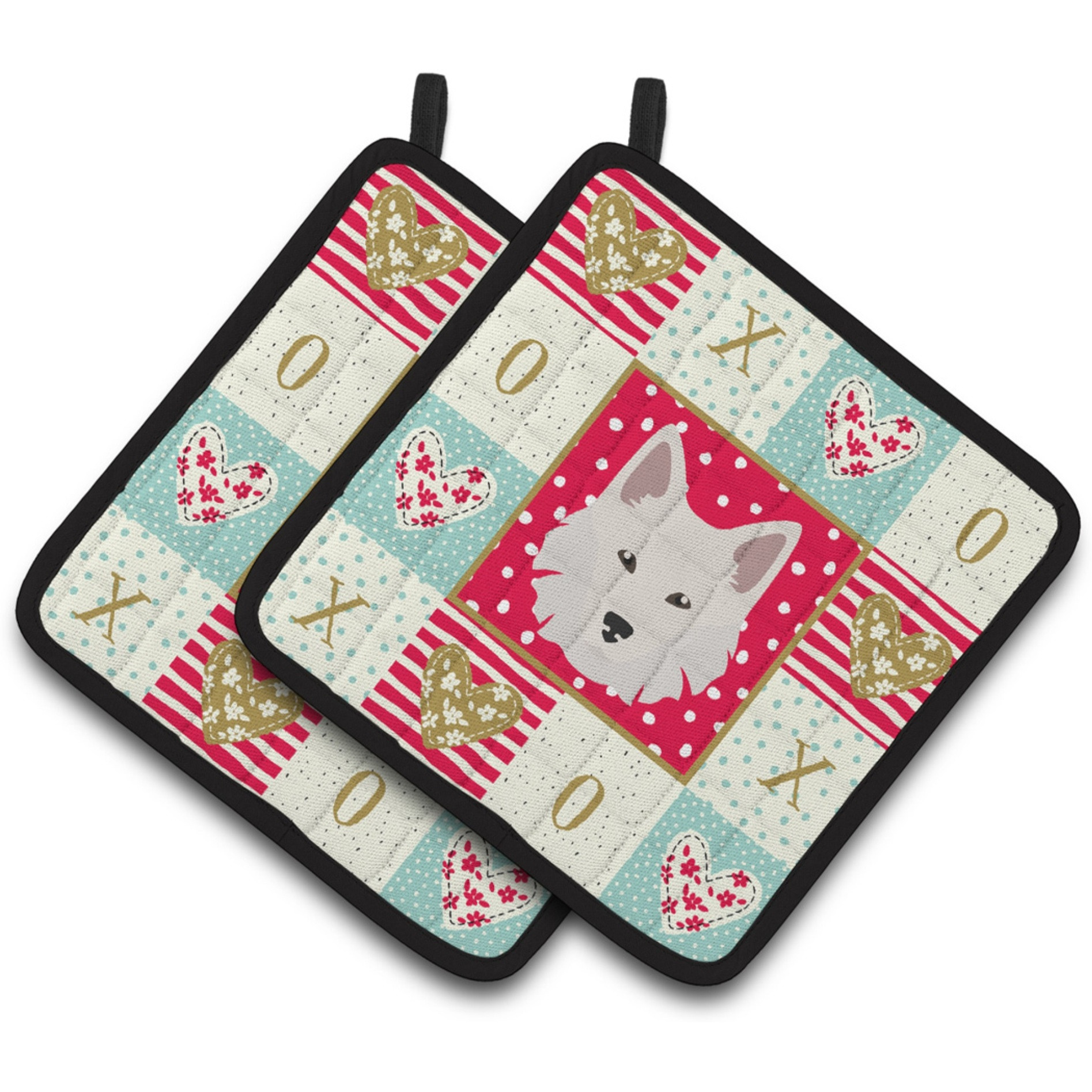 &quotCaroline's Treasures CK5194PTHD Danish Spitz Love Pair of Pot Holders potholders, Multicolor"