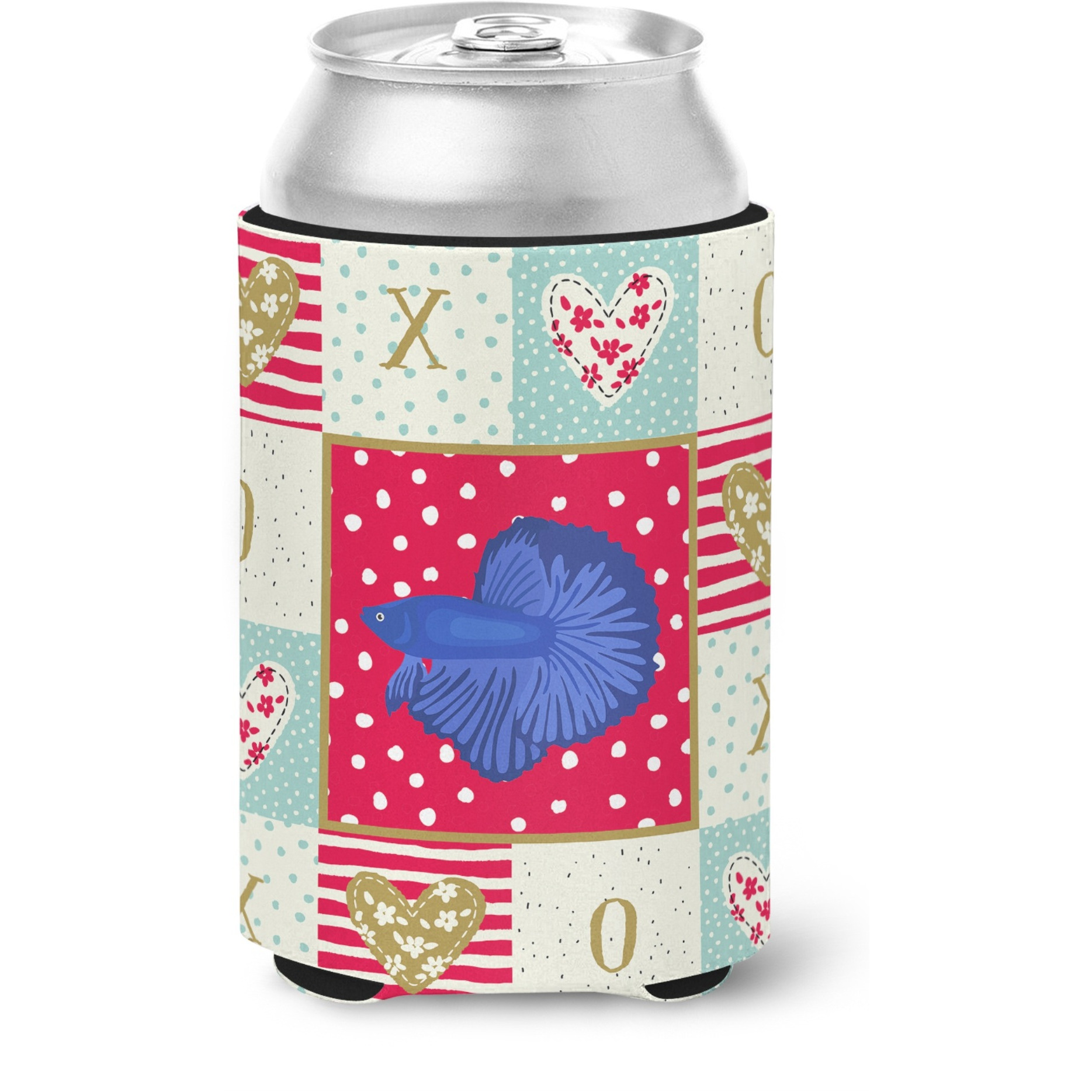 &quotCaroline's Treasures CK5493CC Super Delta Tail Betta Love Can or Bottle Hugger cold-beverage-koozies, Multicolor"