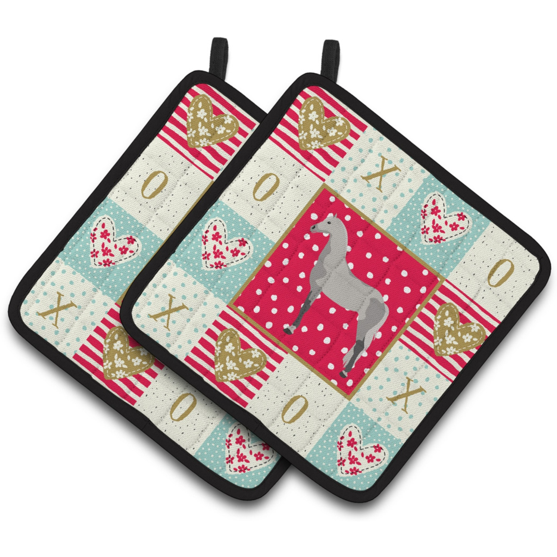 &quotCaroline's Treasures CK5335PTHD Orlov Trotter Horse Love Pair of Pot Holders potholders, Multicolor"
