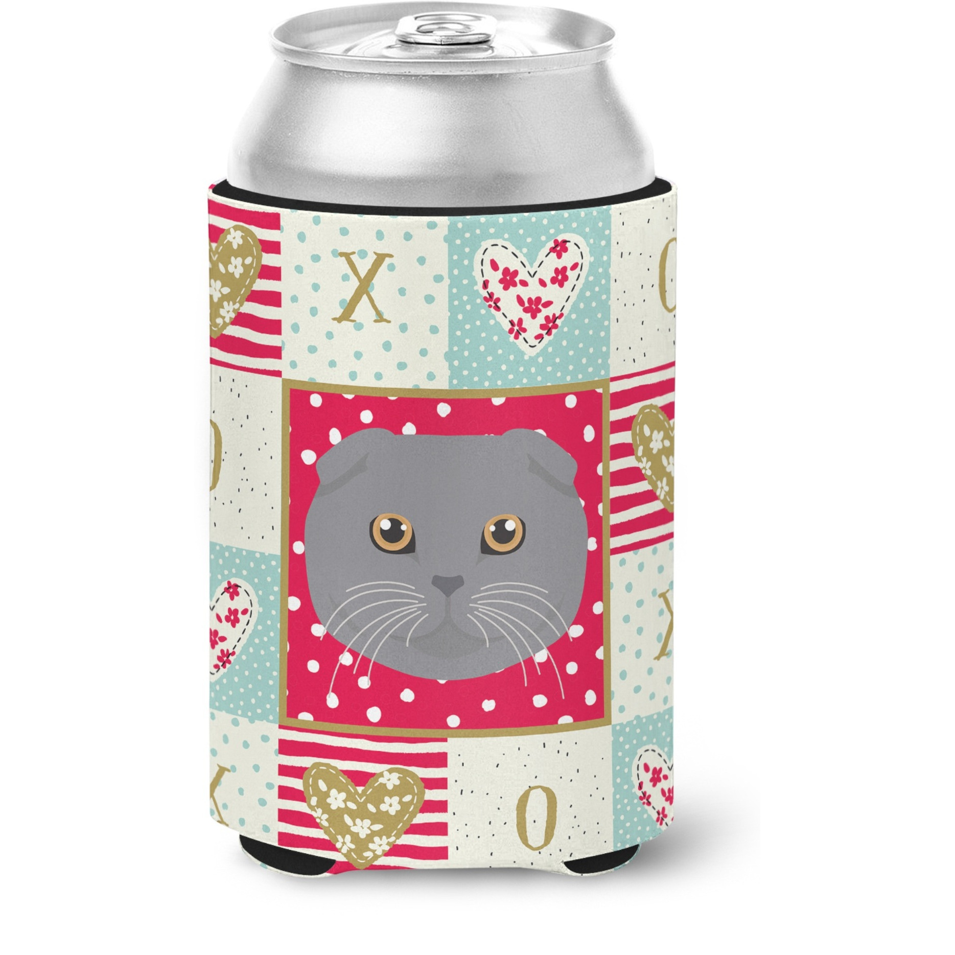 &quotCaroline's Treasures CK5158CC Scottish Fold Cat Love Can or Bottle Hugger cold-beverage-koozies, Multicolor"