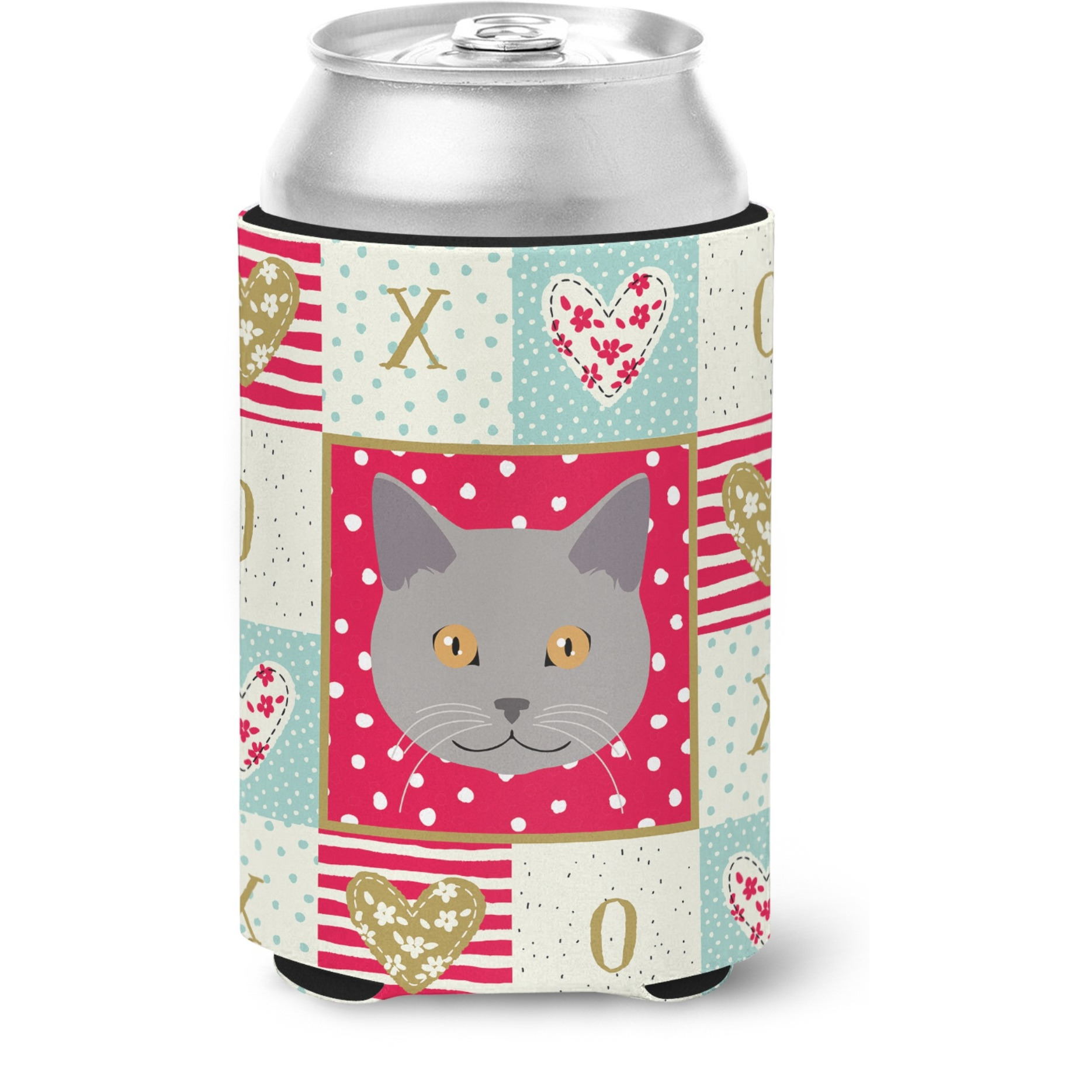 &quotCaroline's Treasures CK5100CC Chartreux Cat Love Can or Bottle Hugger cold-beverage-koozies, Multicolor"