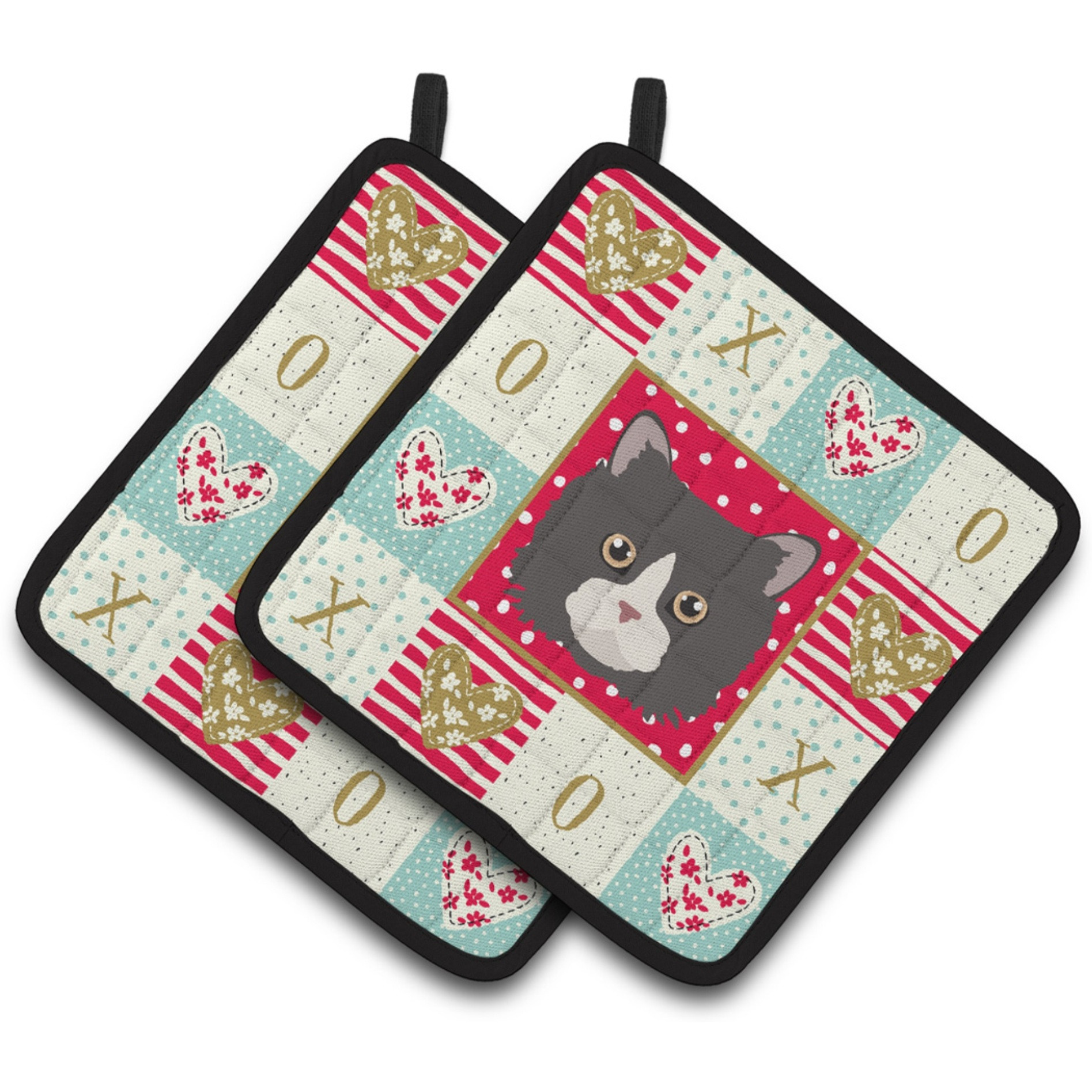 &quotCaroline's Treasures CK5150PTHD Poodle Cat Love Pair of Pot Holders potholders, Multicolor"