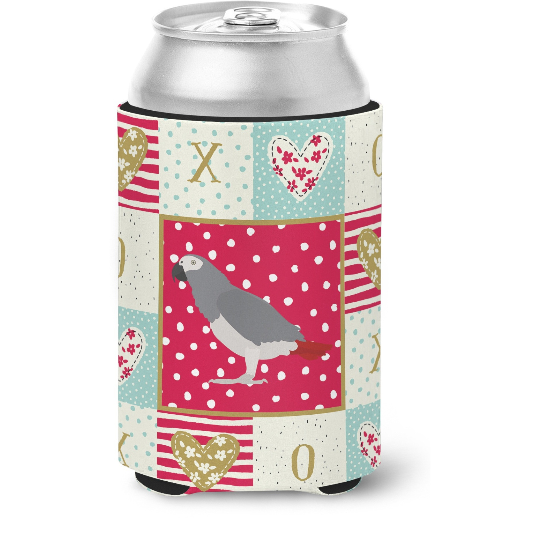 &quotCaroline's Treasures CK5518CC African Grey Parrot Love Can or Bottle Hugger cold-beverage-koozies, Multicolor"