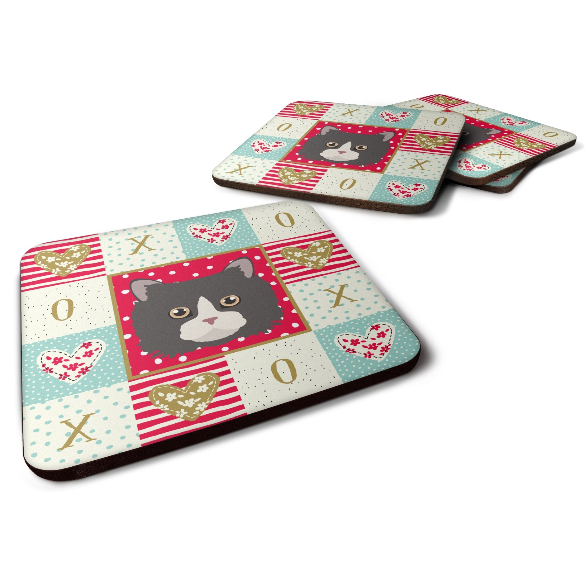 &quotCaroline's Treasures CK5150FC Poodle Cat Love Foam Set of 4 coasters, Multicolor"
