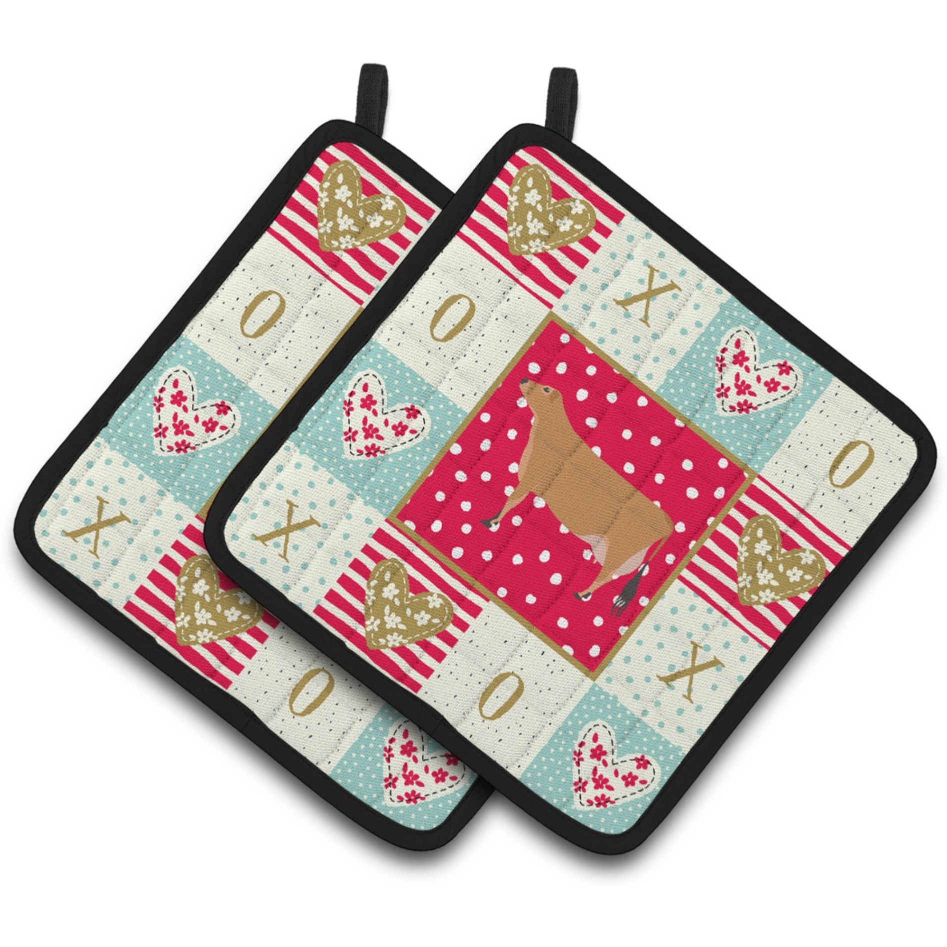 &quotCaroline's Treasures CK5256PTHD Jersey Cow Love Pair of Pot Holders potholders, Multicolor"