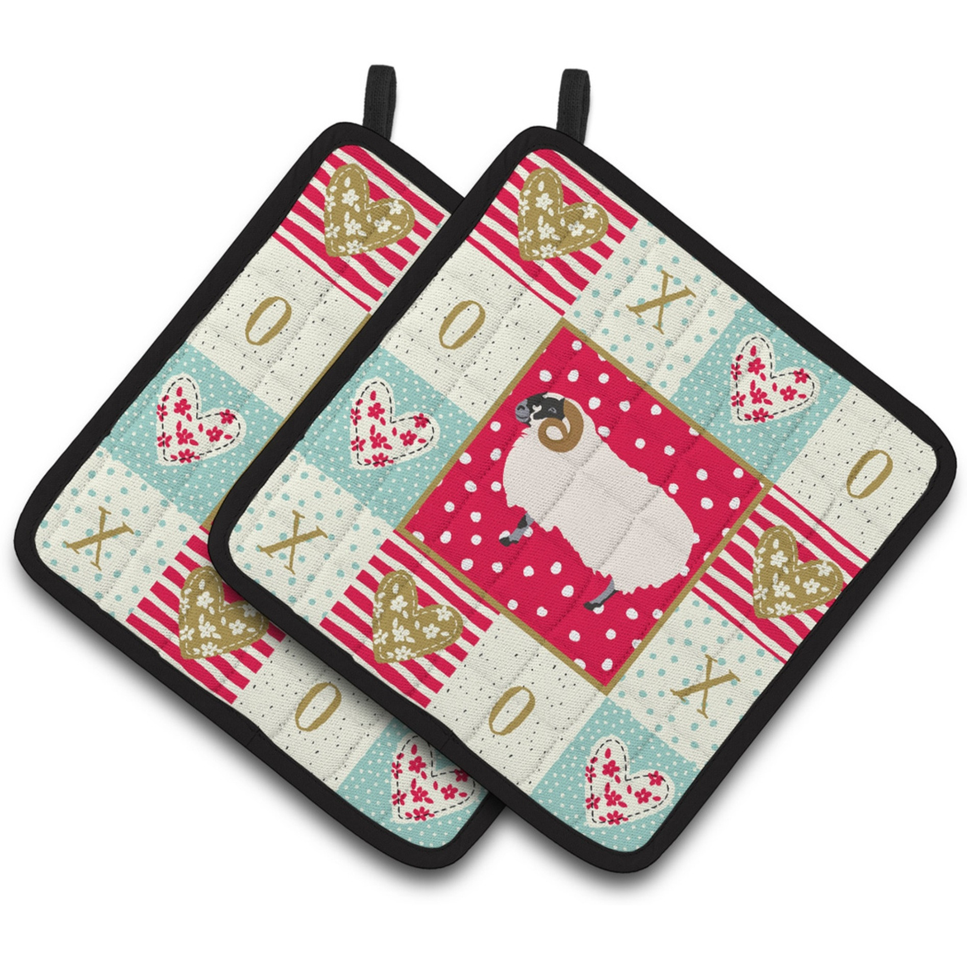 &quotCaroline's Treasures CK5400PTHD Scottish Blackface Sheep Love Pair of Pot Holders potholders, Multicolor"