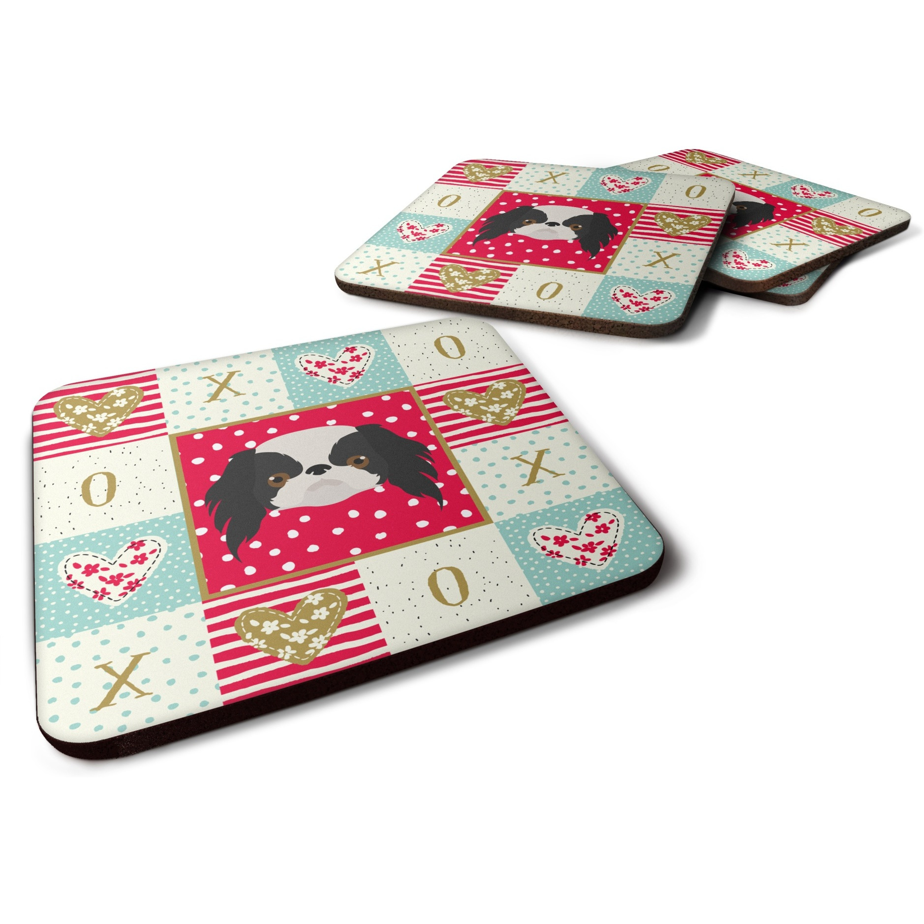 &quotCaroline's Treasures CK5209FC Japanese Chin Love Foam Set of 4 coasters, Multicolor"