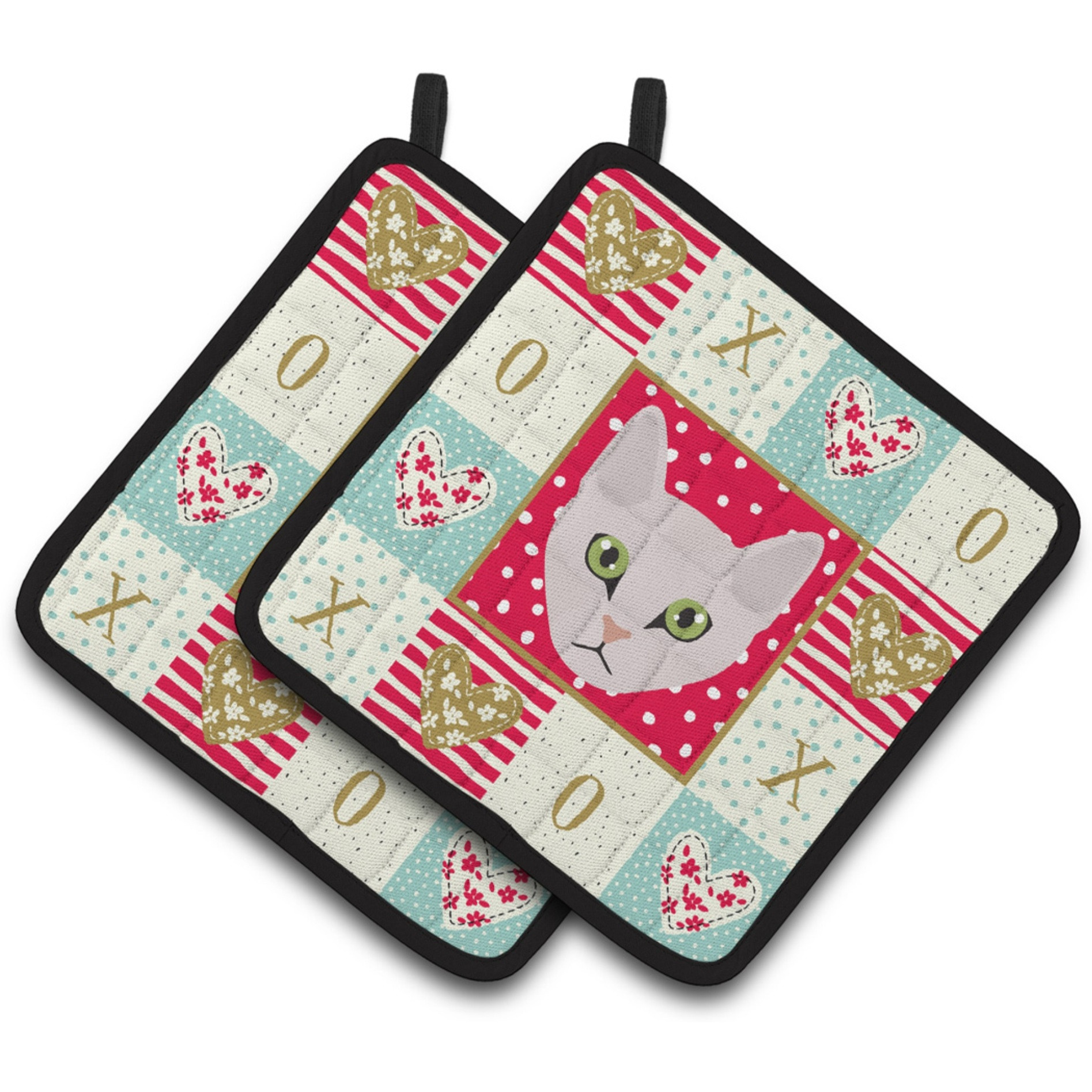 &quotCaroline's Treasures CK5097PTHD Burmilla Cat Love Pair of Pot Holders potholders, Multicolor"