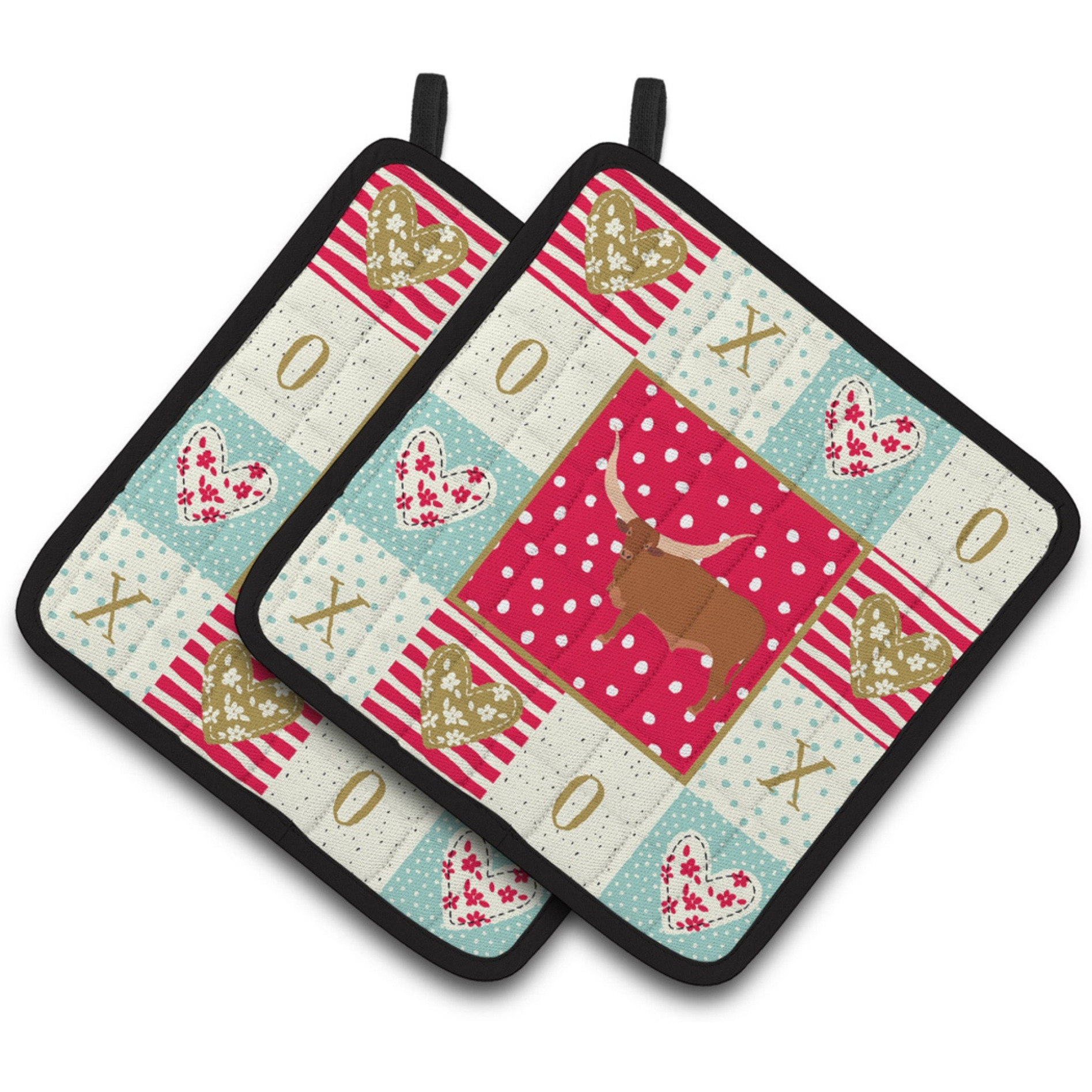 &quotCaroline's Treasures CK5250PTHD Ankole-Watusu Cow Love Pair of Pot Holders potholders, Multicolor"