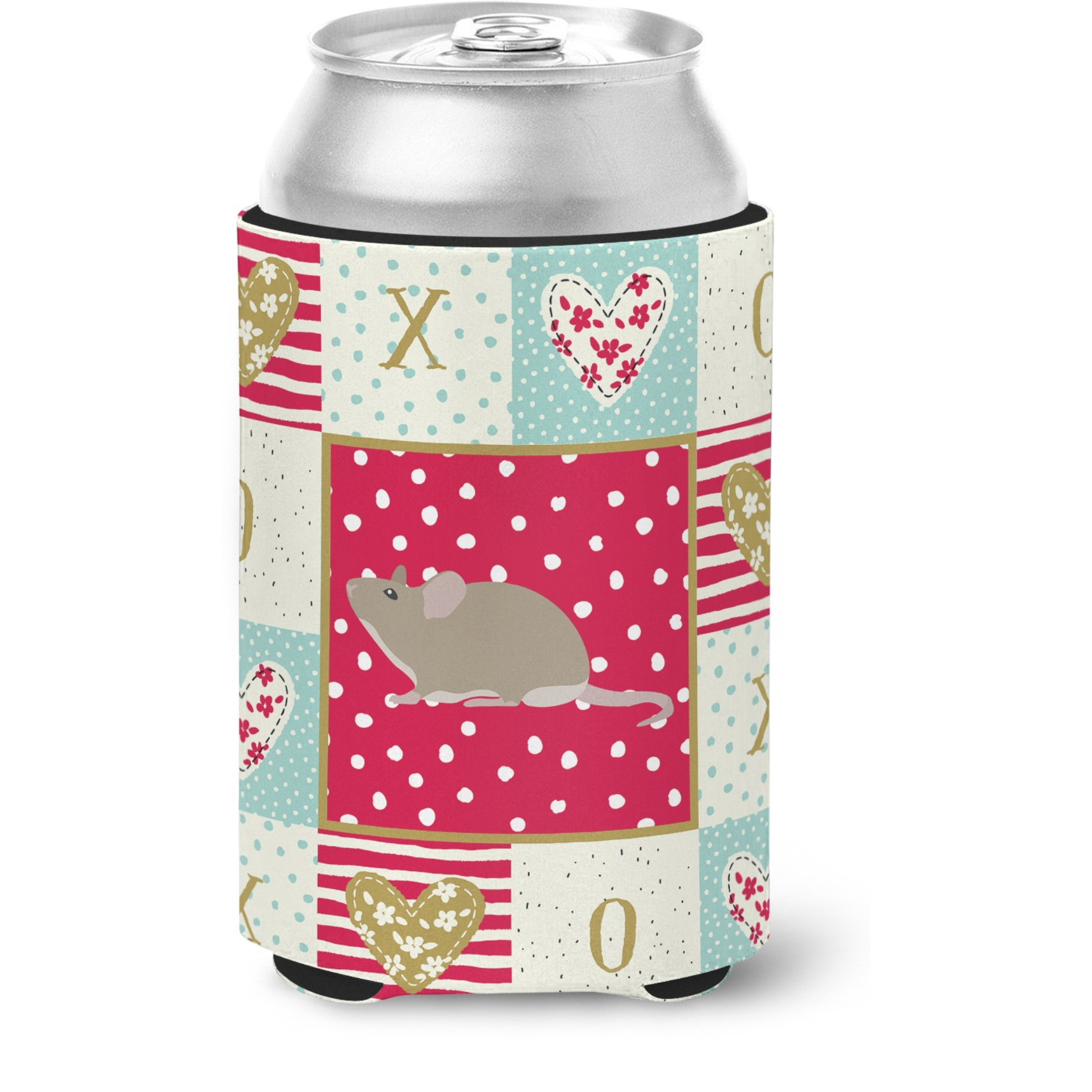 &quotCaroline's Treasures CK5450CC Grey Domestic Mouse Love Can or Bottle Hugger cold-beverage-koozies, Multicolor"