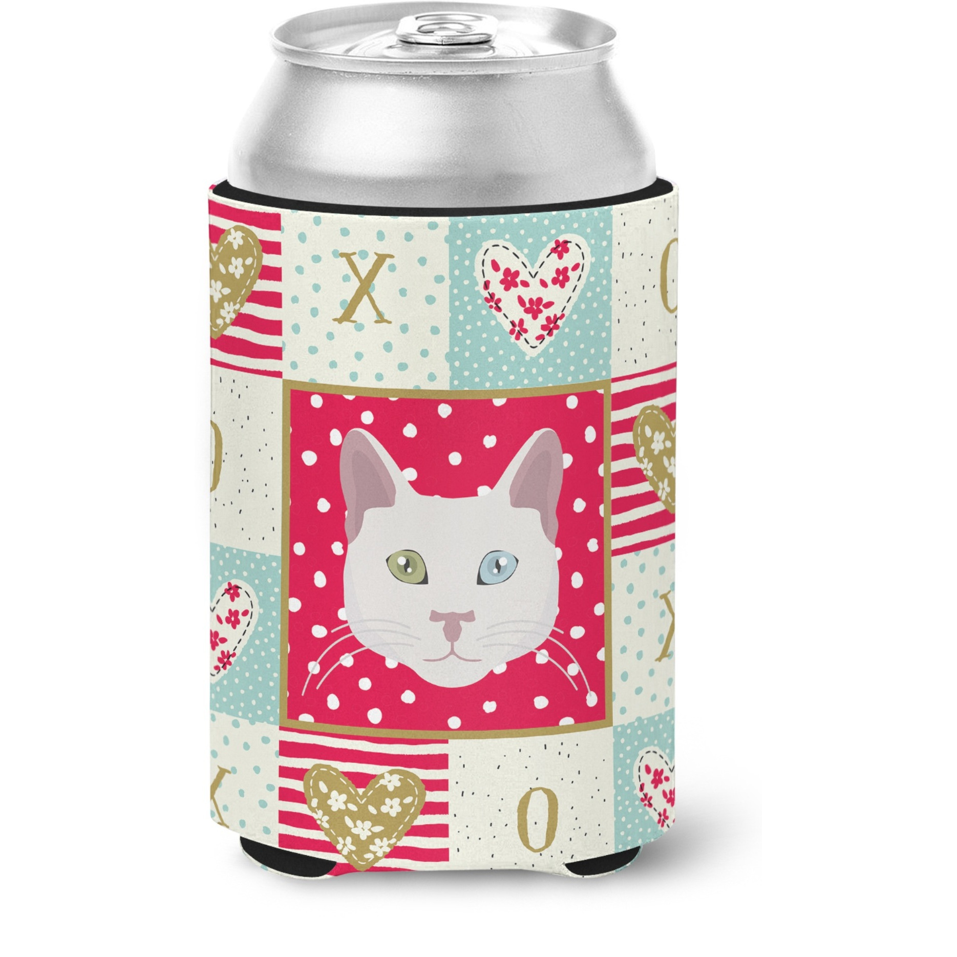 &quotCaroline's Treasures CK5123CC Khao Manee Cat Love Can or Bottle Hugger cold-beverage-koozies, Multicolor"