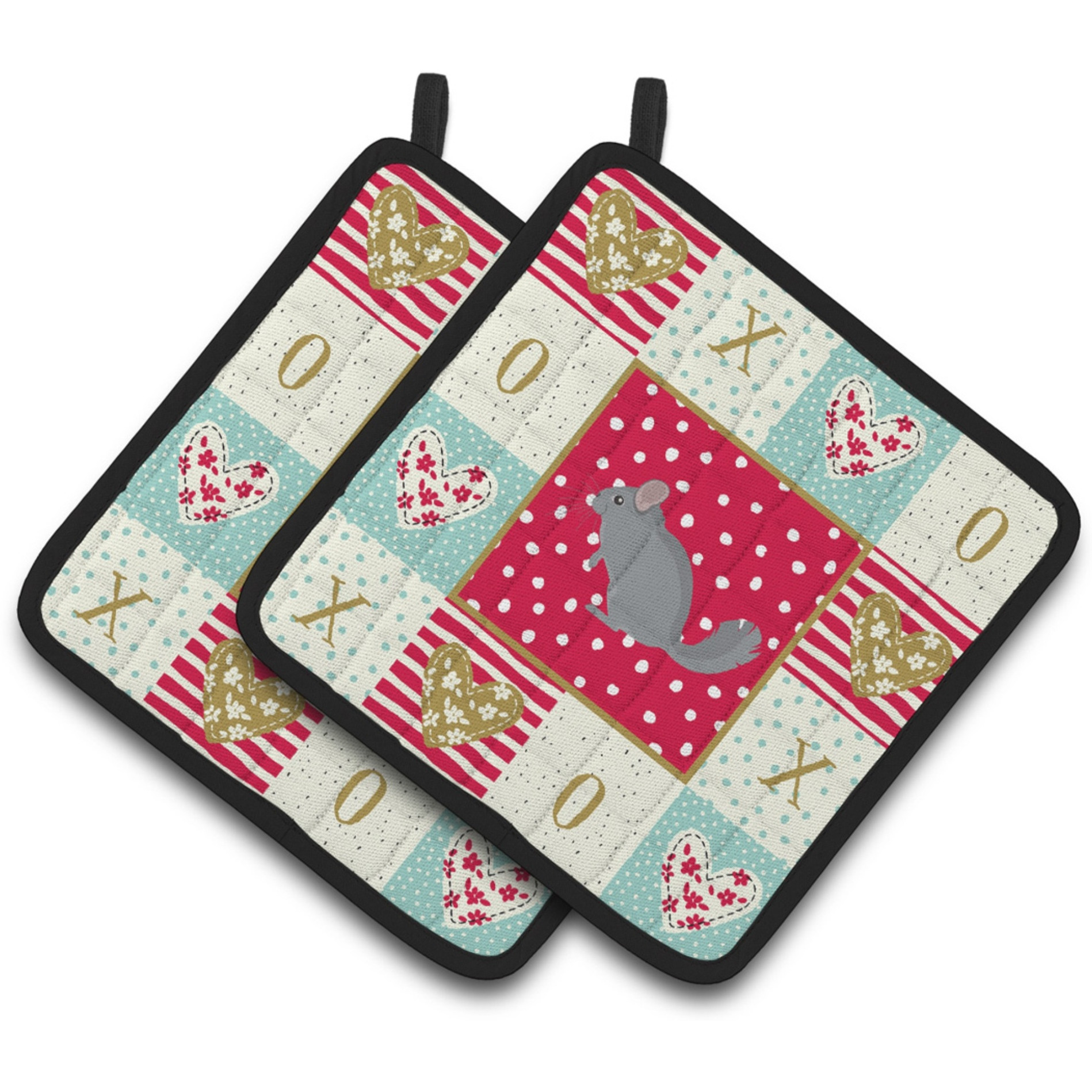 &quotCaroline's Treasures CK5422PTHD Foggy Chinchilla Love Pair of Pot Holders potholders, Multicolor"