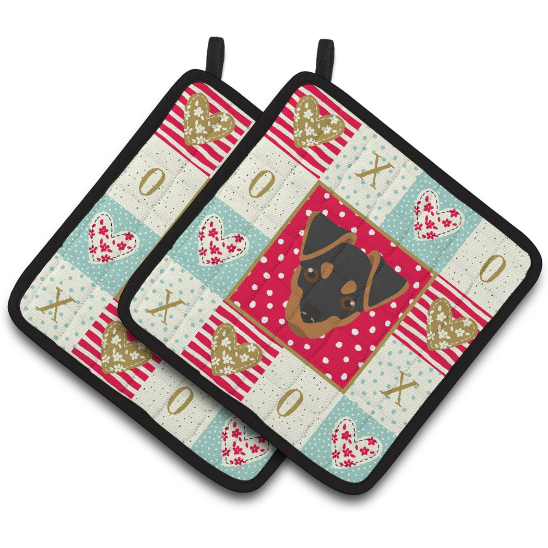 &quotCaroline's Treasures CK5211PTHD Japanese Terrier Love Pair of Pot Holders potholders, Multicolor"