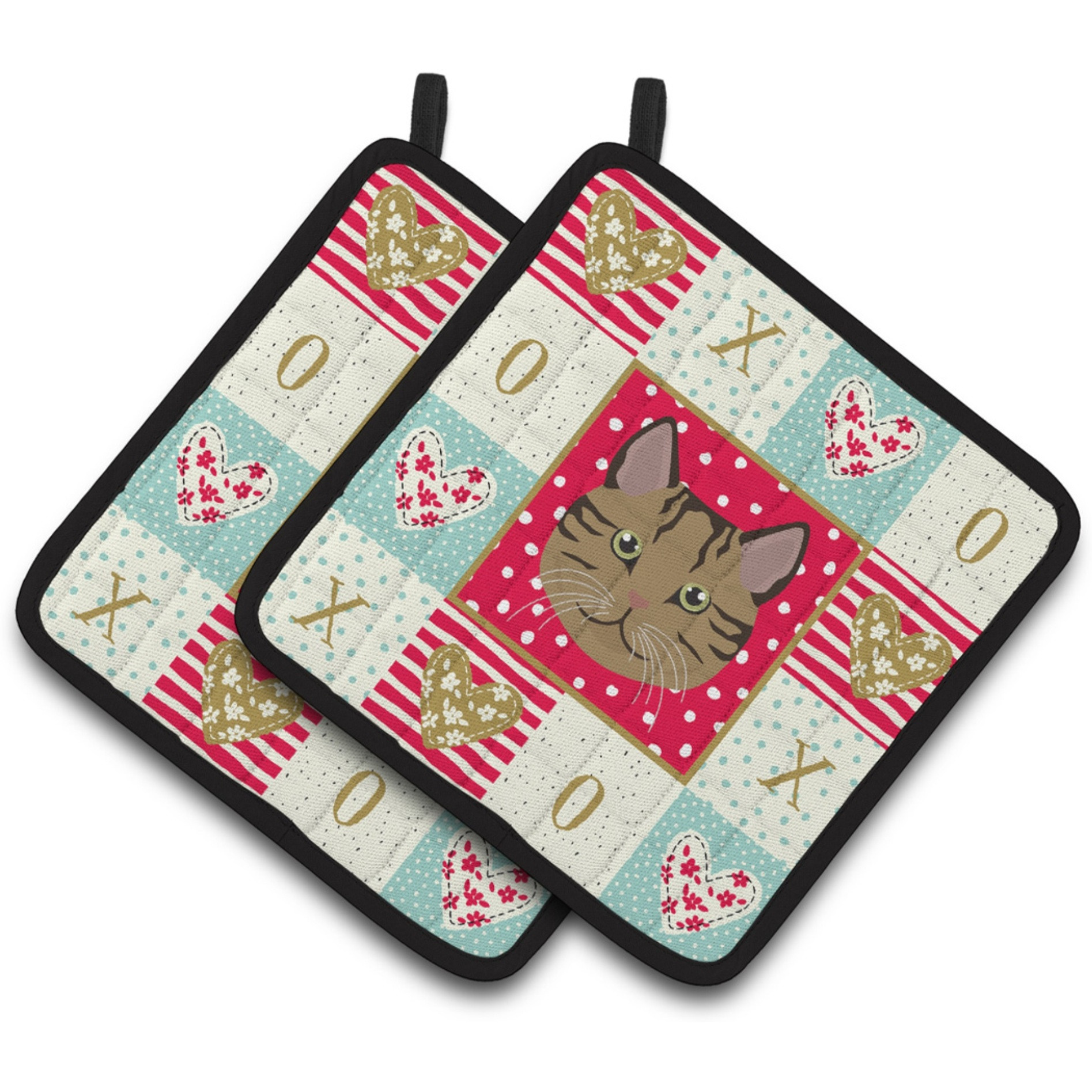 &quotCaroline's Treasures CK5159PTHD Scottish Straight Cat Love Pair of Pot Holders potholders, Multicolor"