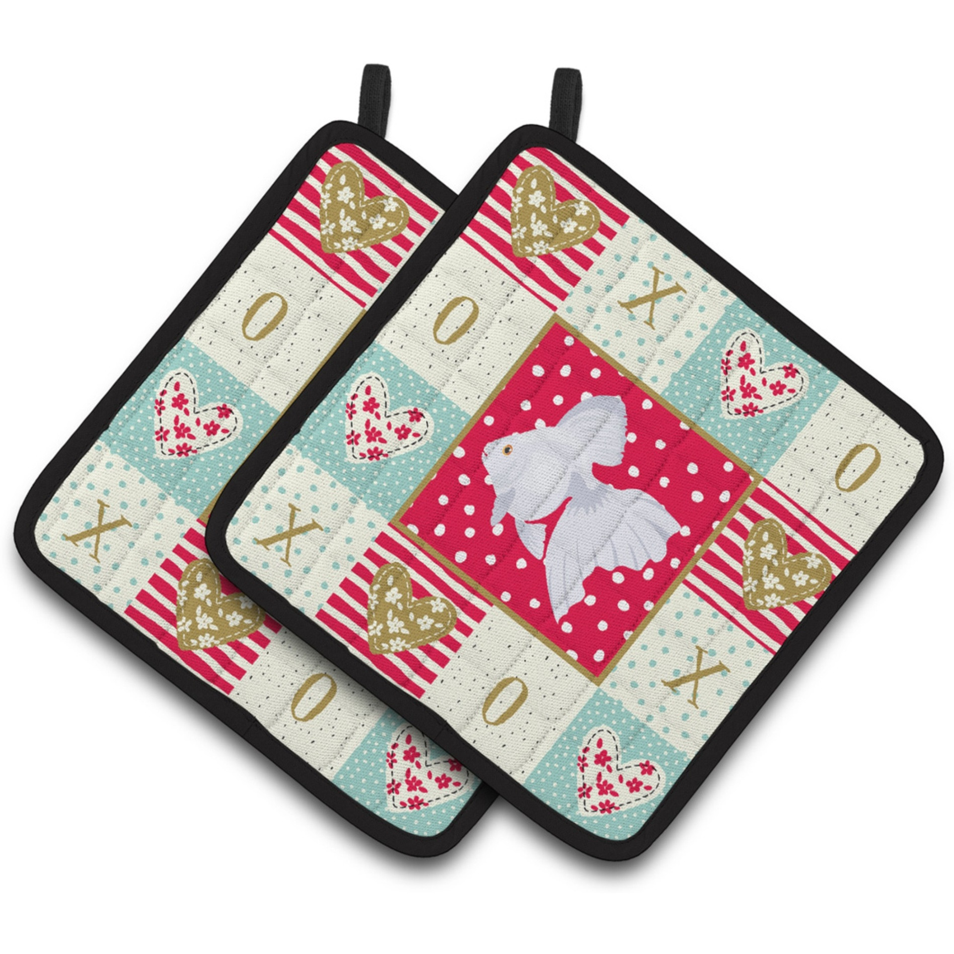 &quotCaroline's Treasures CK5477PTHD Ryukin Goldfish Love Pair of Pot Holders potholders, Multicolor"