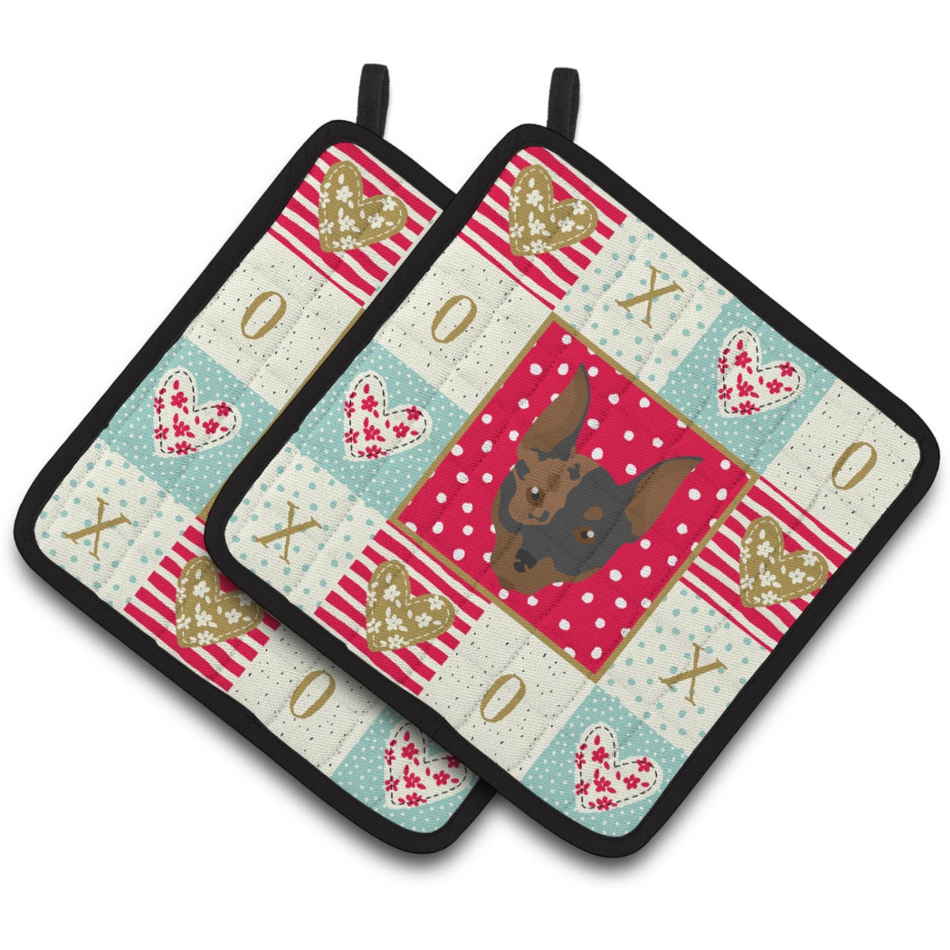 &quotCaroline's Treasures CK5203PTHD Harlequin Pinscher Love Pair of Pot Holders potholders, Multicolor"