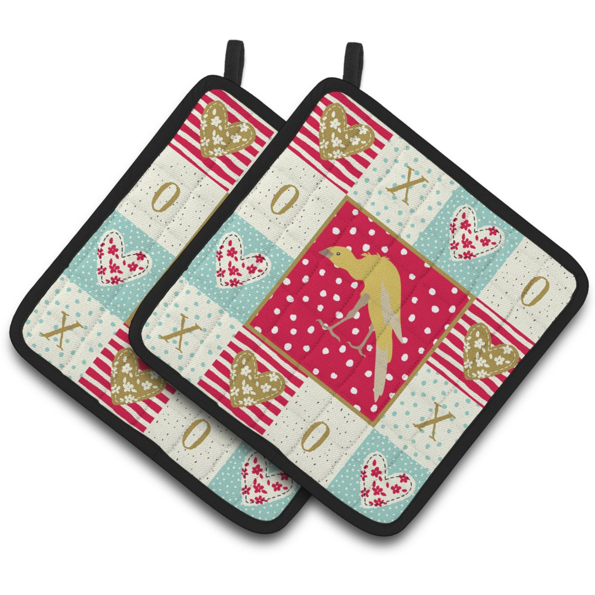 &quotCaroline's Treasures CK5500PTHD Belgian Hunchback Canary Love Pair of Pot Holders potholders, Multicolor"