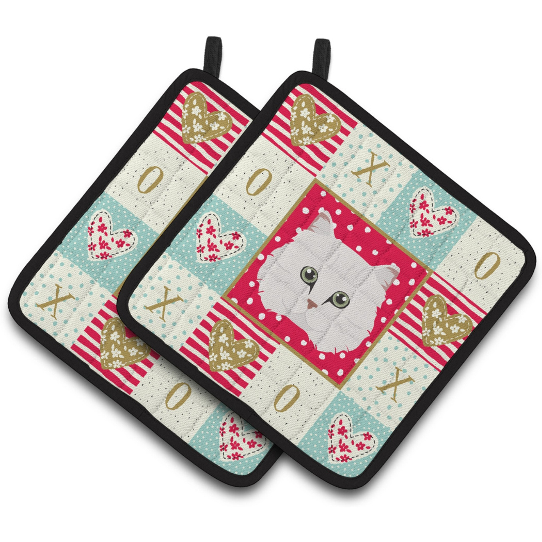&quotCaroline's Treasures CK5103PTHD Chinchilla Persian Longhair Cat Love Pair of Pot Holders potholders, Multicolor"
