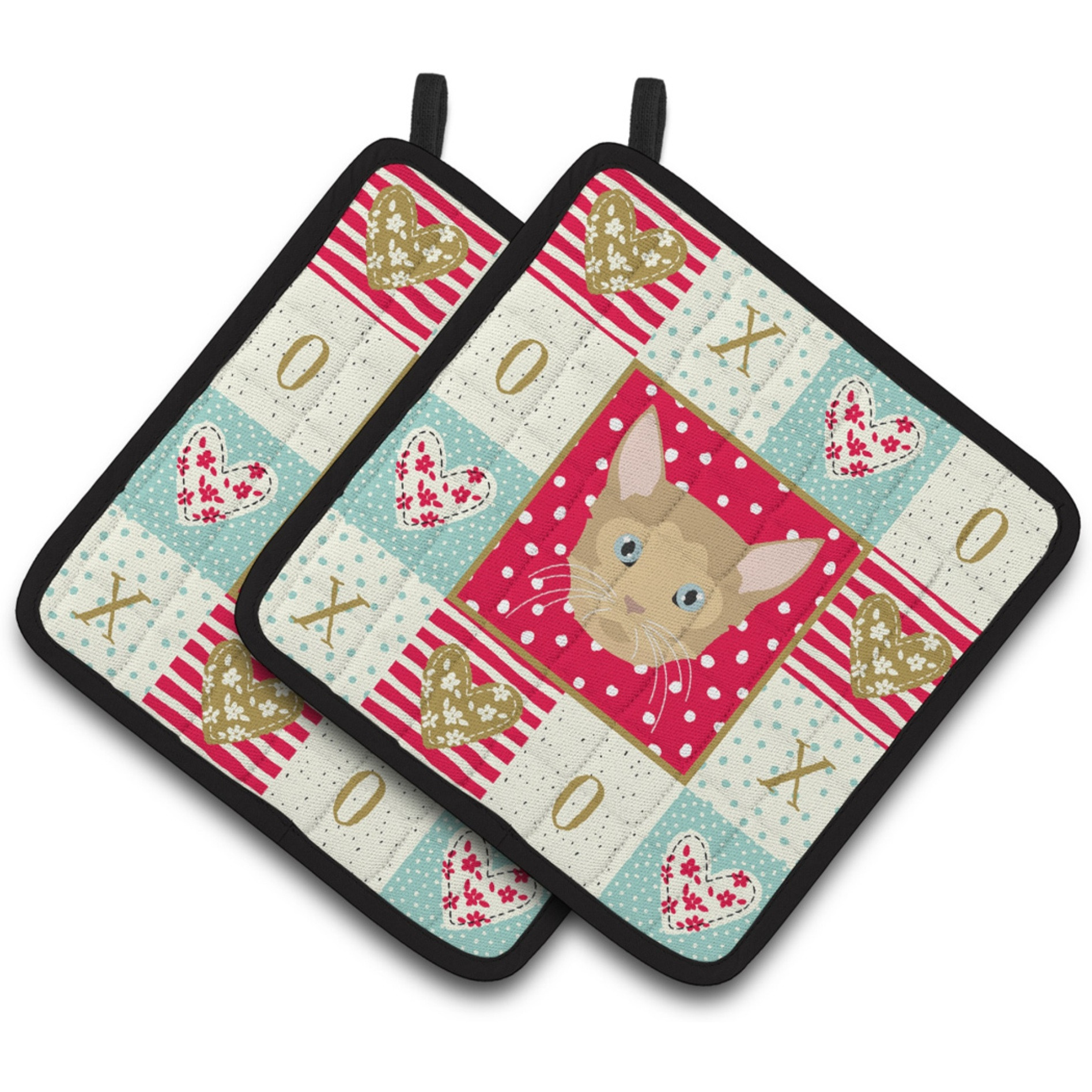 &quotCaroline's Treasures CK5119PTHD German Rex Cat Love Pair of Pot Holders potholders, Multicolor"