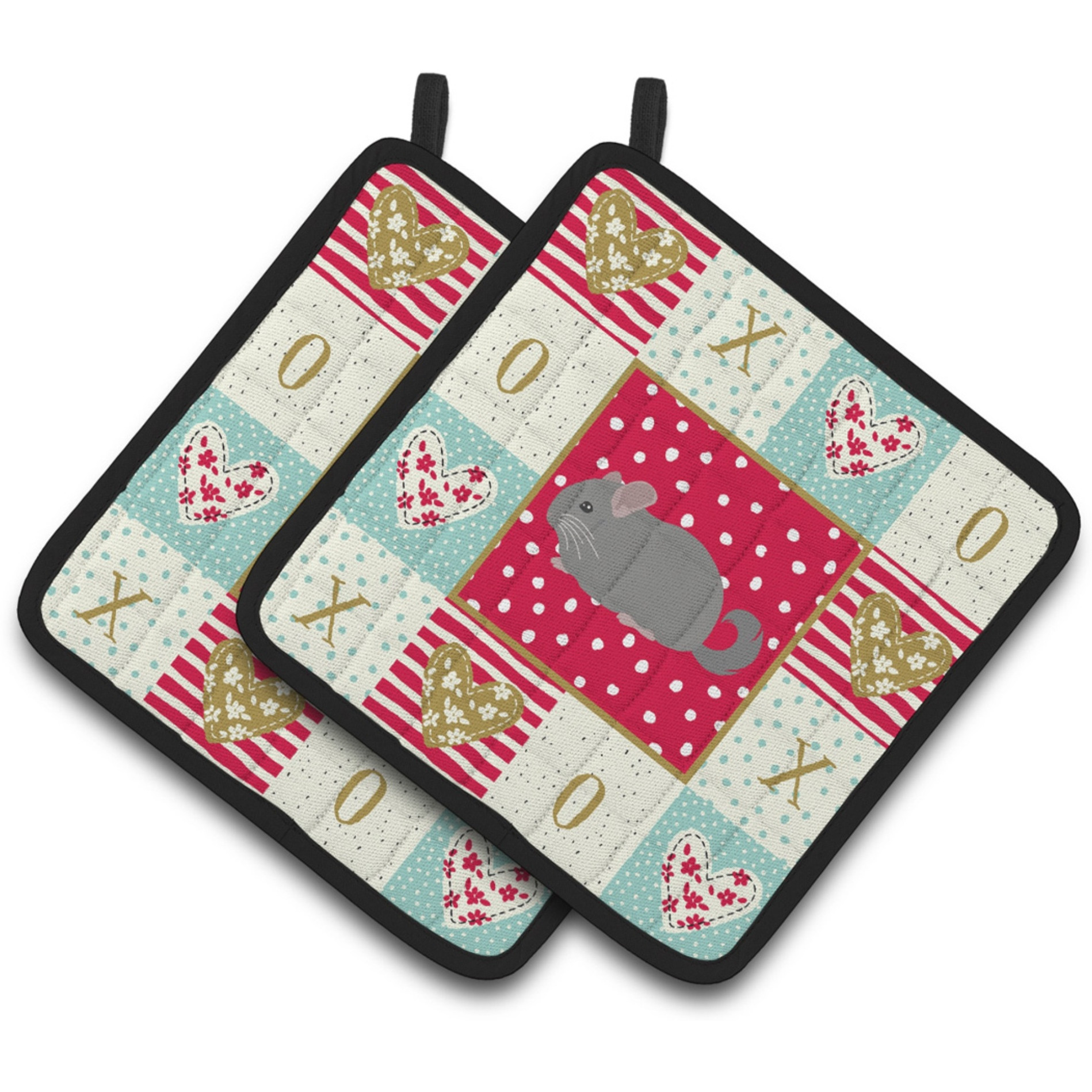 &quotCaroline's Treasures CK5418PTHD Agouti Chinchilla Love Pair of Pot Holders potholders, Multicolor"