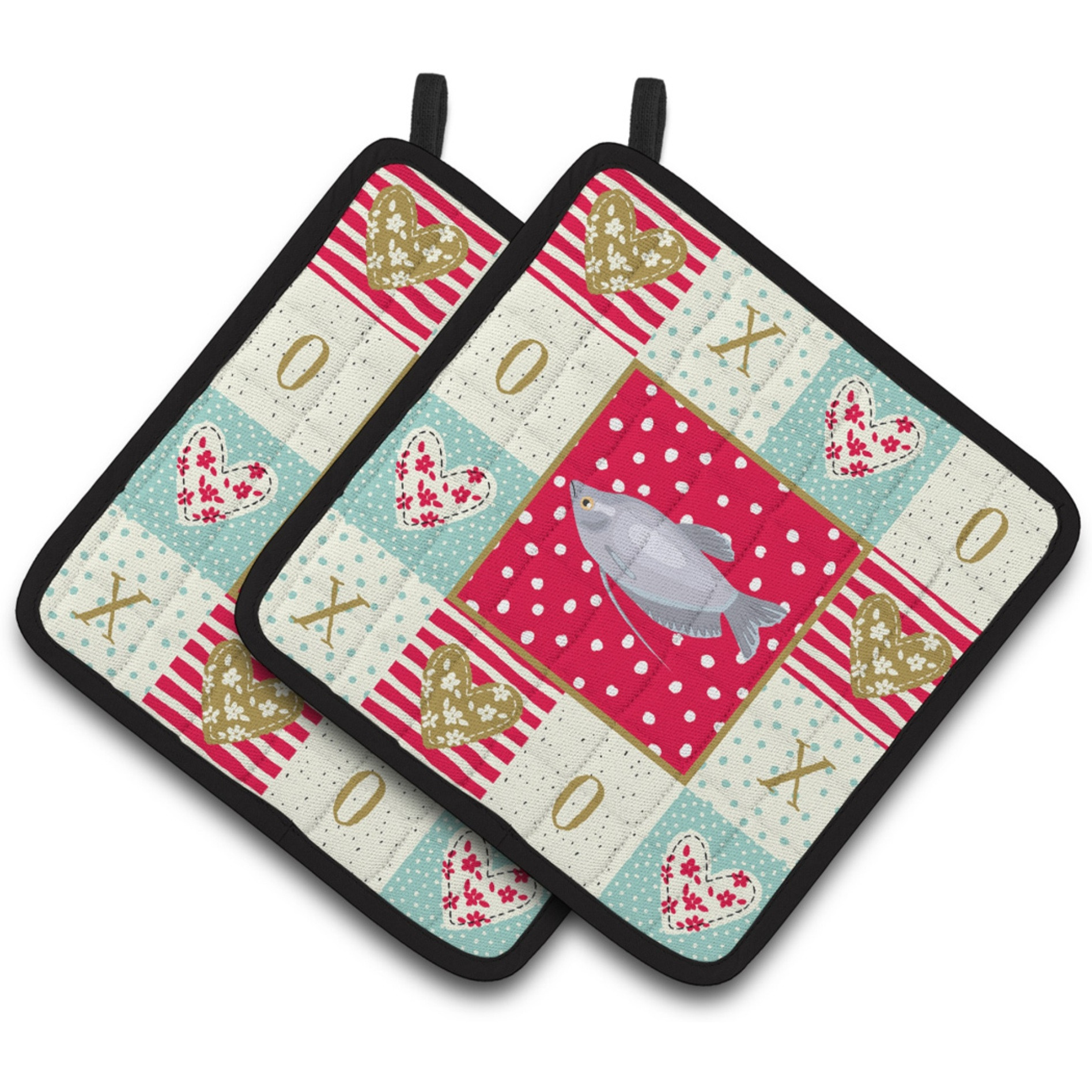 &quotCaroline's Treasures CK5489PTHD Moonlight Gourami Love Pair of Pot Holders potholders, Multicolor"