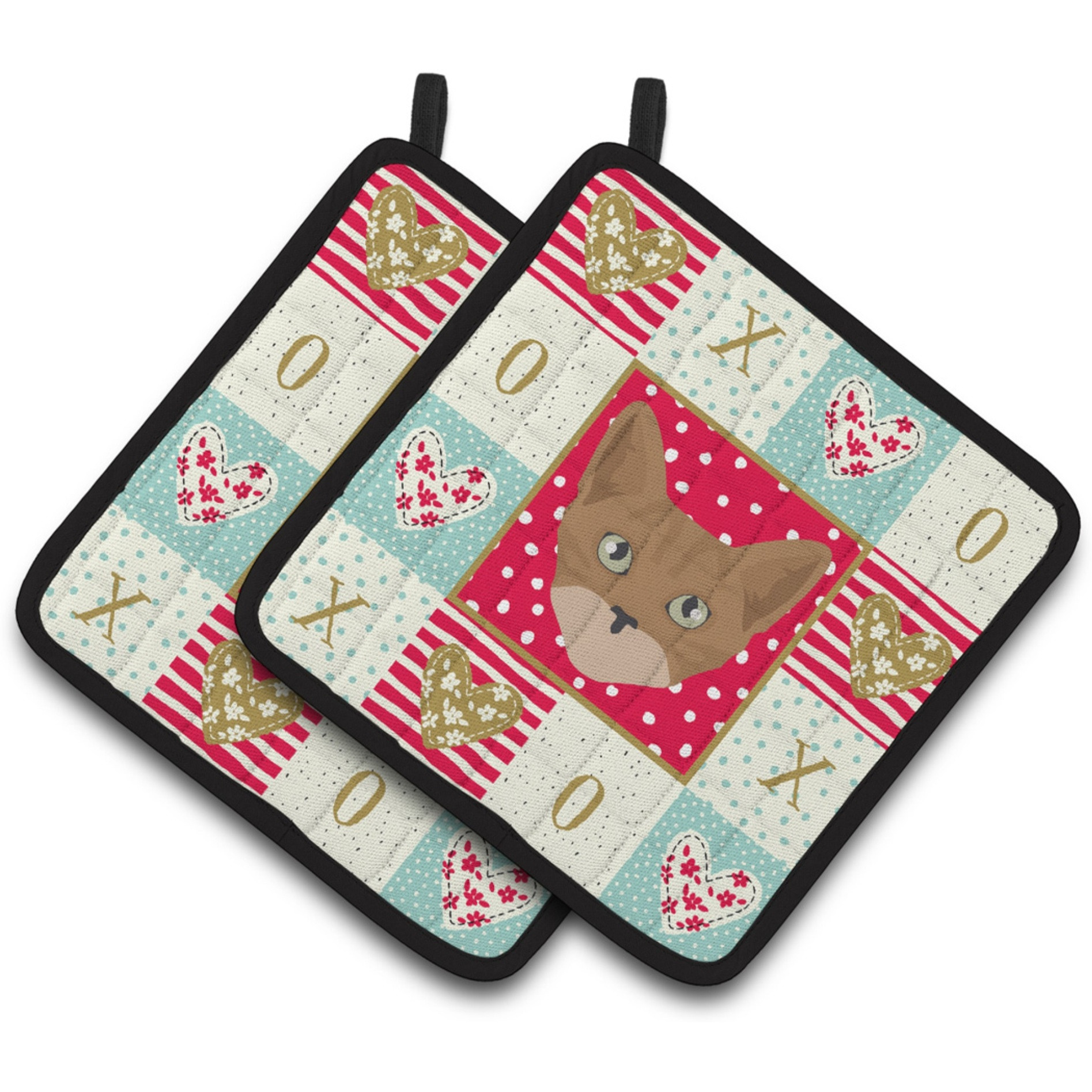 &quotCaroline's Treasures CK5086PTHD Australian Mist Cat Love Pair of Pot Holders potholders, Multicolor"