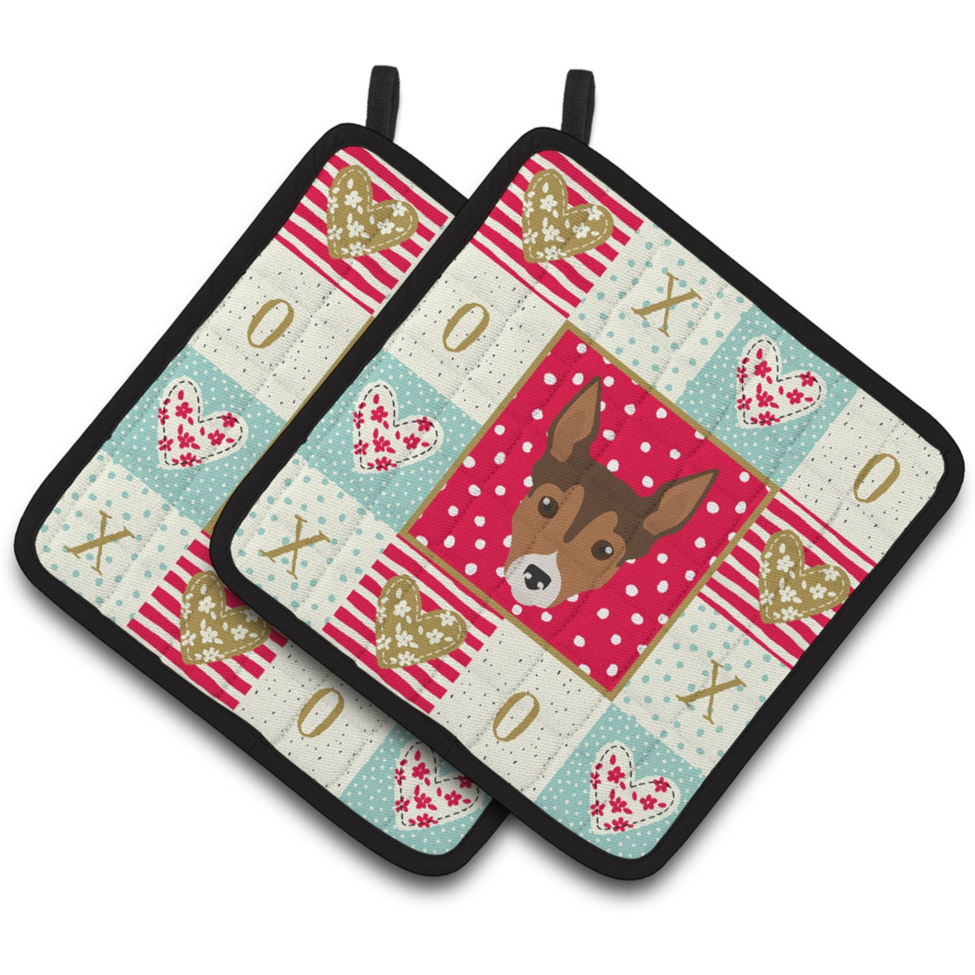 &quotCaroline's Treasures CK5239PTHD Tenterfield Terrier Love Pair of Pot Holders potholders, Multicolor"