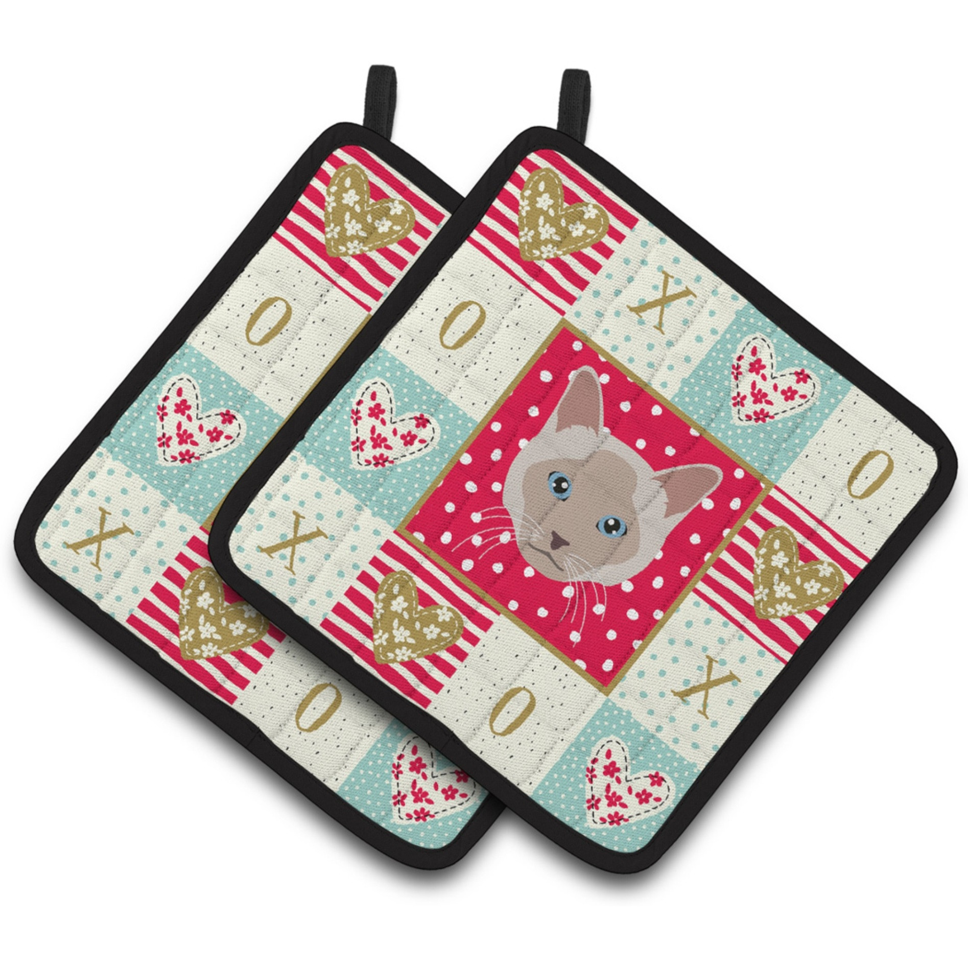 &quotCaroline's Treasures CK5172PTHD Thai Lilac Cat Love Pair of Pot Holders potholders, Multicolor"
